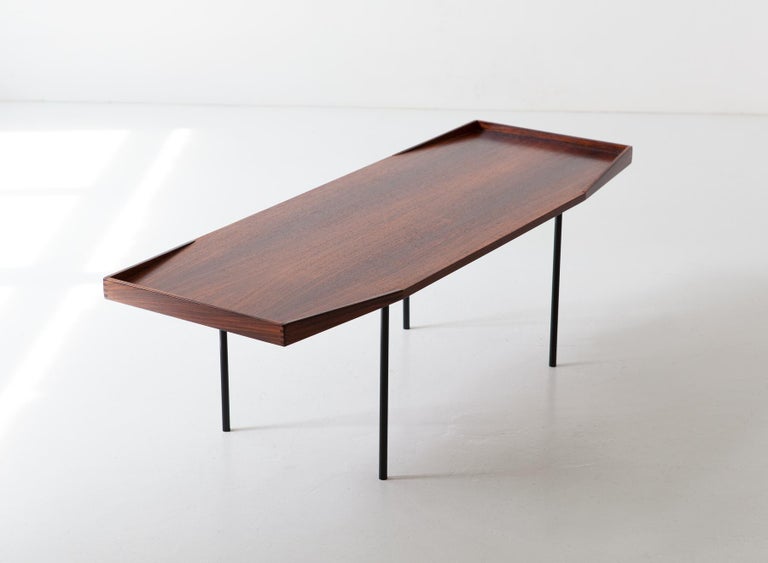 Mid-20th Century Italian Large Exotic Wood Coffee Table, 1950s For Sale