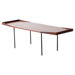 Gran mesa de centro italiana de madera exótica, años 50