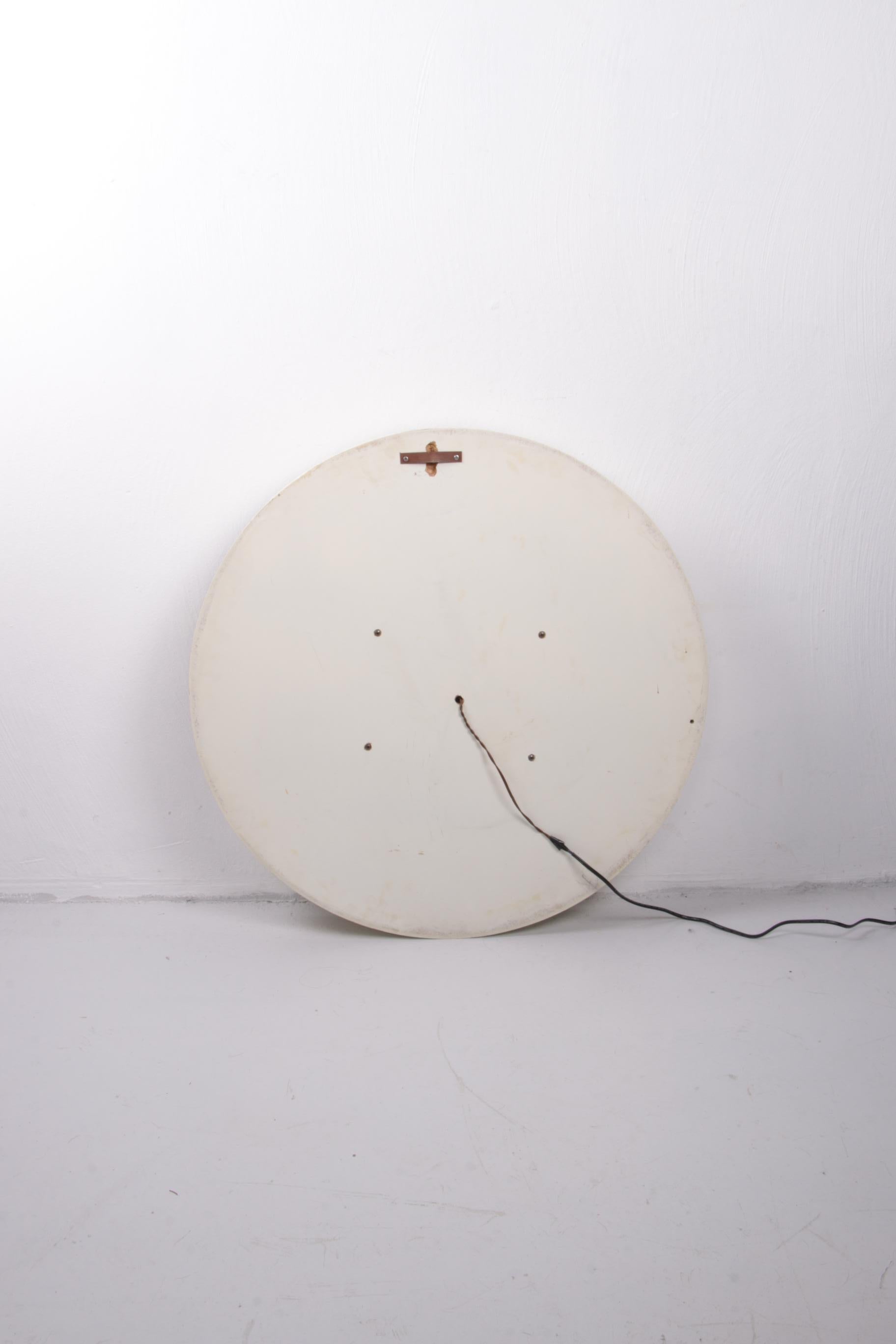 Italian Large Round Mirror with Lighting, 1960s For Sale 3