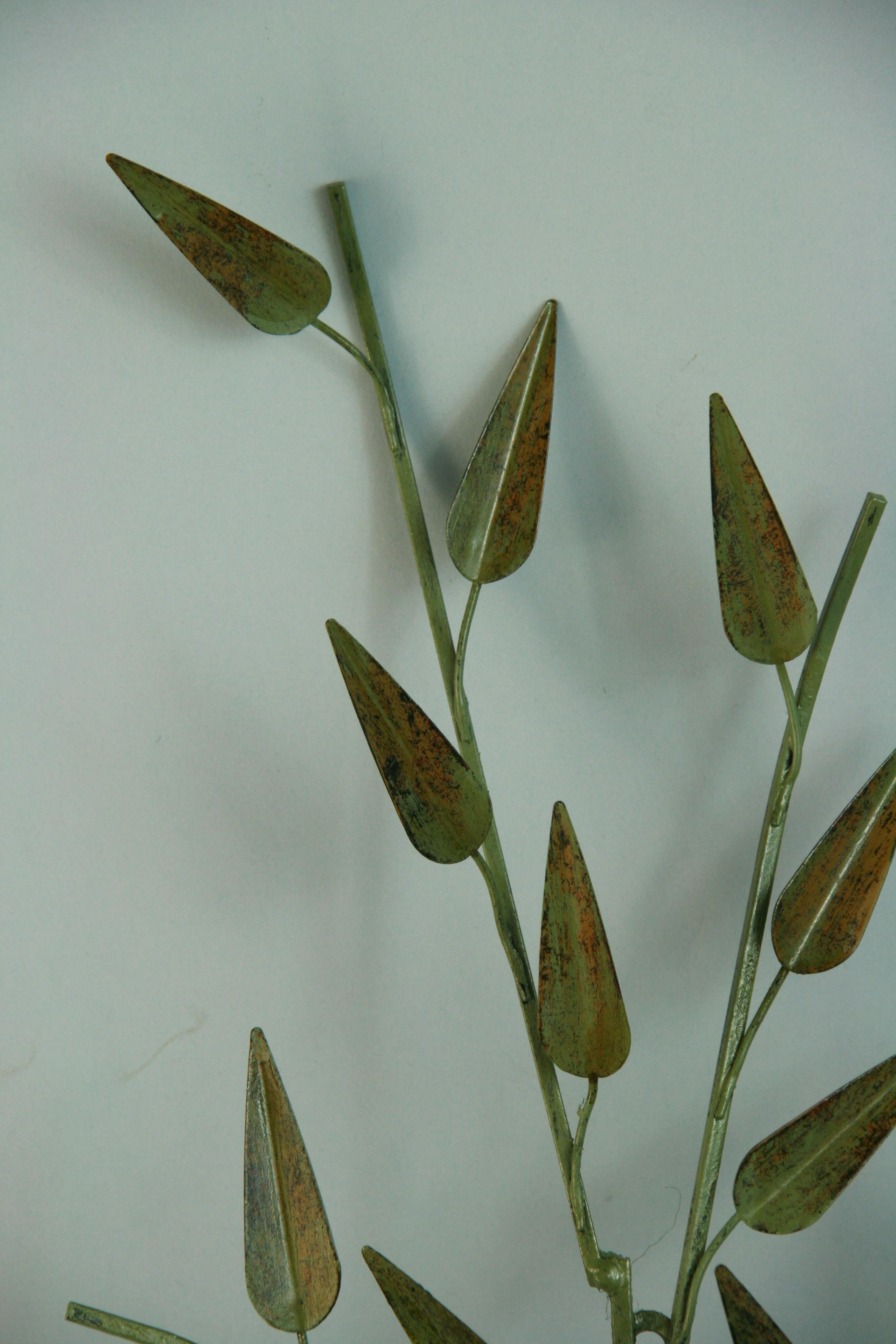 Late 20th Century Italian Large Sage Green Foliate  Sconces a Pair For Sale