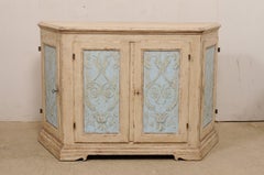 Charming Italian Hand-Painted Buffet Cabinet with Canted Sides