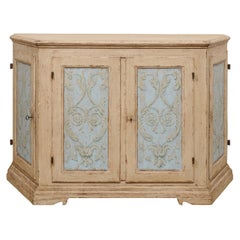 Armario Buffet Italiano de Madera de Gran Tamaño Pintado a Mano, Pieza Vintage Bien Hecha