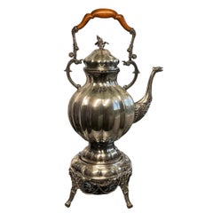 Italian Large Sterling Silver 925 Teapot Kettle with Stand by Alfredo A.Di Dario