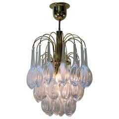 Italian Large Tear Drop Blown Glass Chandelier