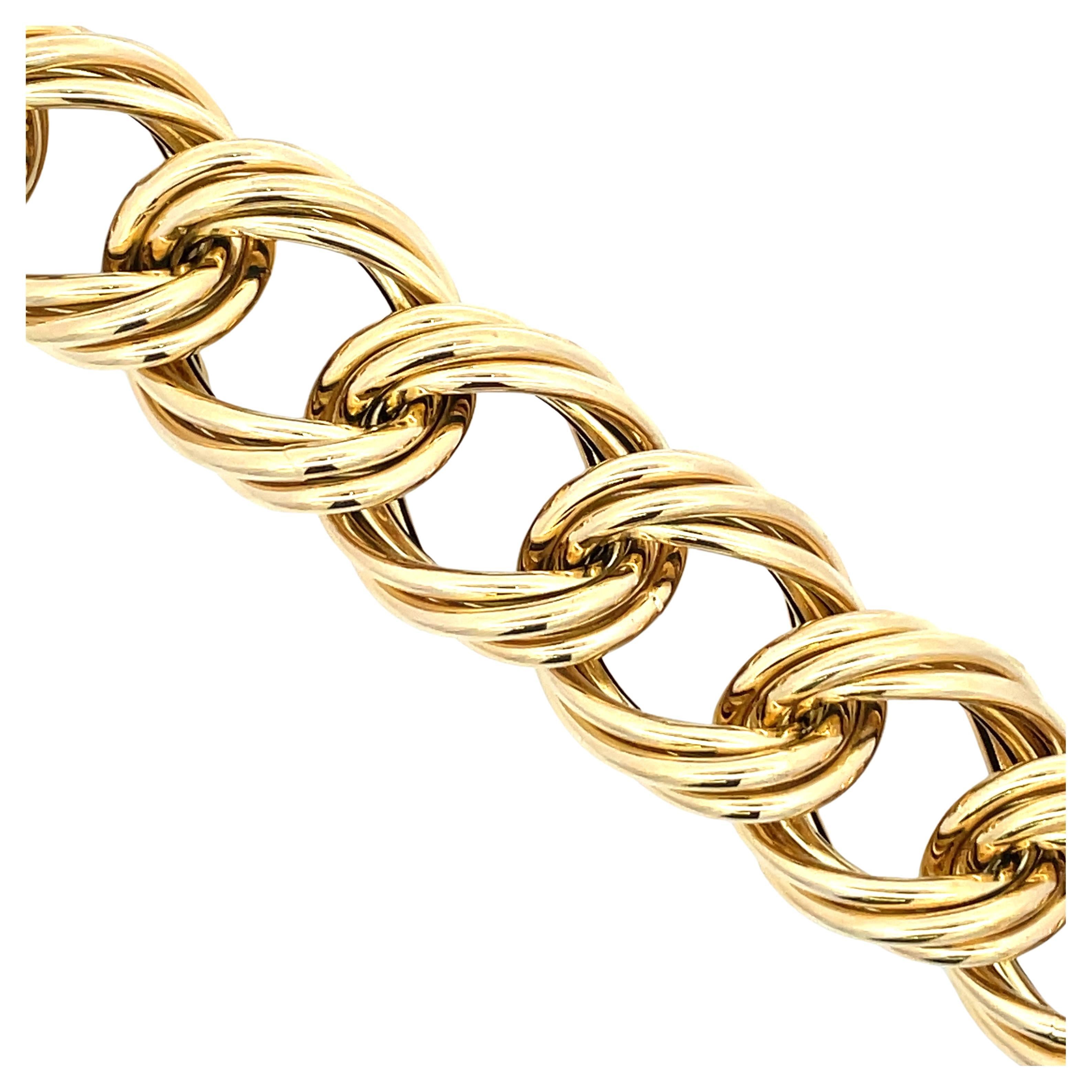 Contemporary Italian Large Triple Link Bracelet 14 Karat Yellow Gold 35.1 Grams 