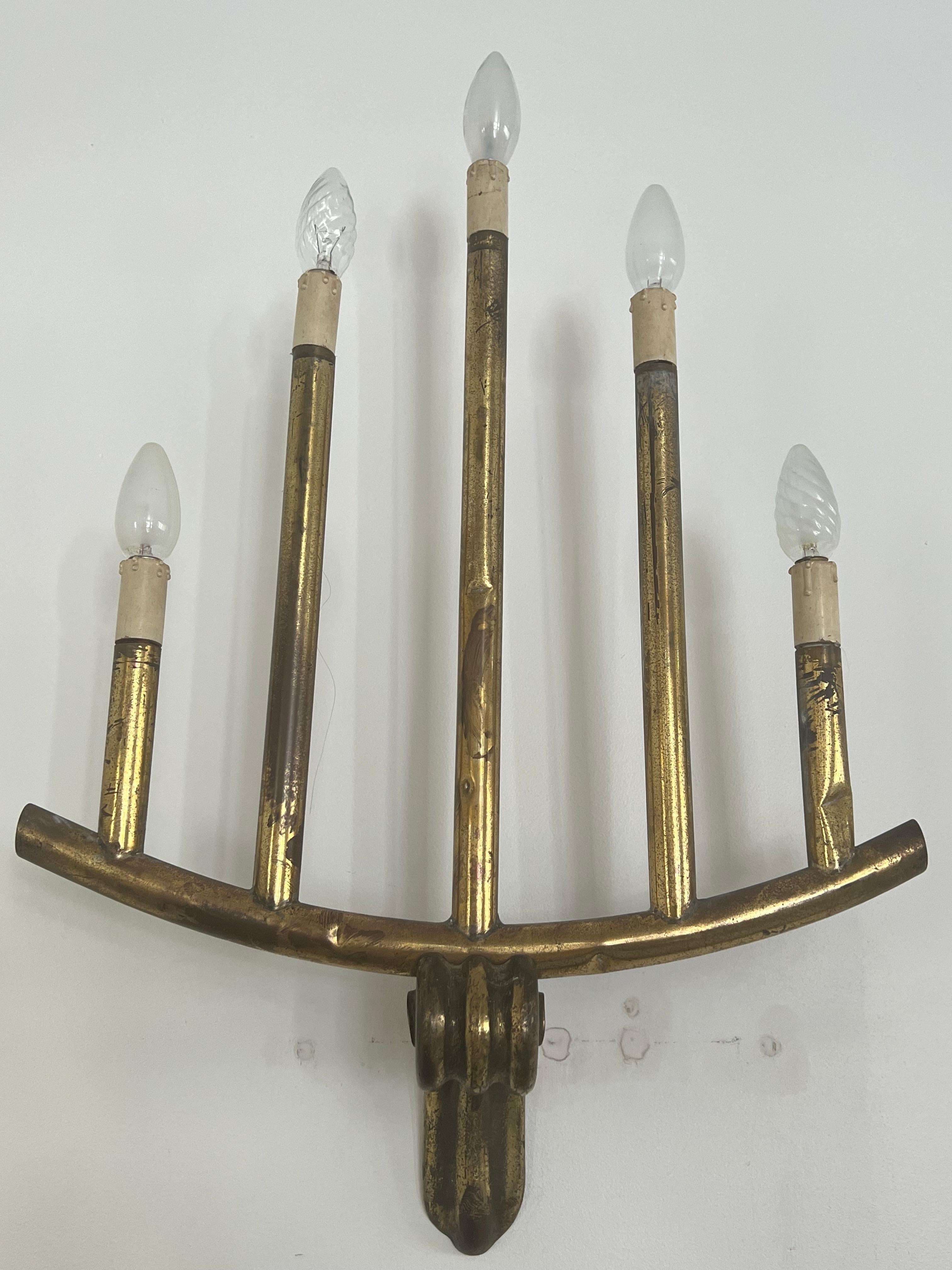 Large Art Deco Italian brass wall light.