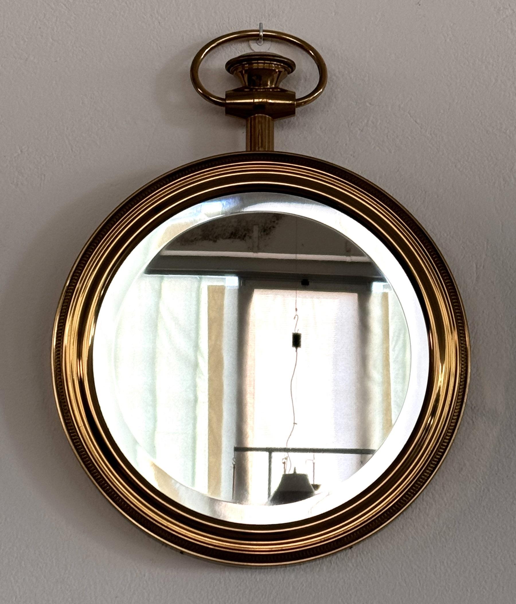 Specchio per orologi da tasca vintage di grandi dimensioni in ottone e vetro tagliato, anni '60 in vendita 1