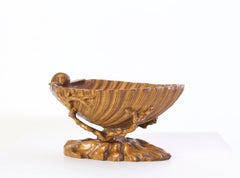 Italian Large Wood Clam Shell Bowl