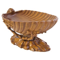 Italian Large Wood Clam Shell Bowl