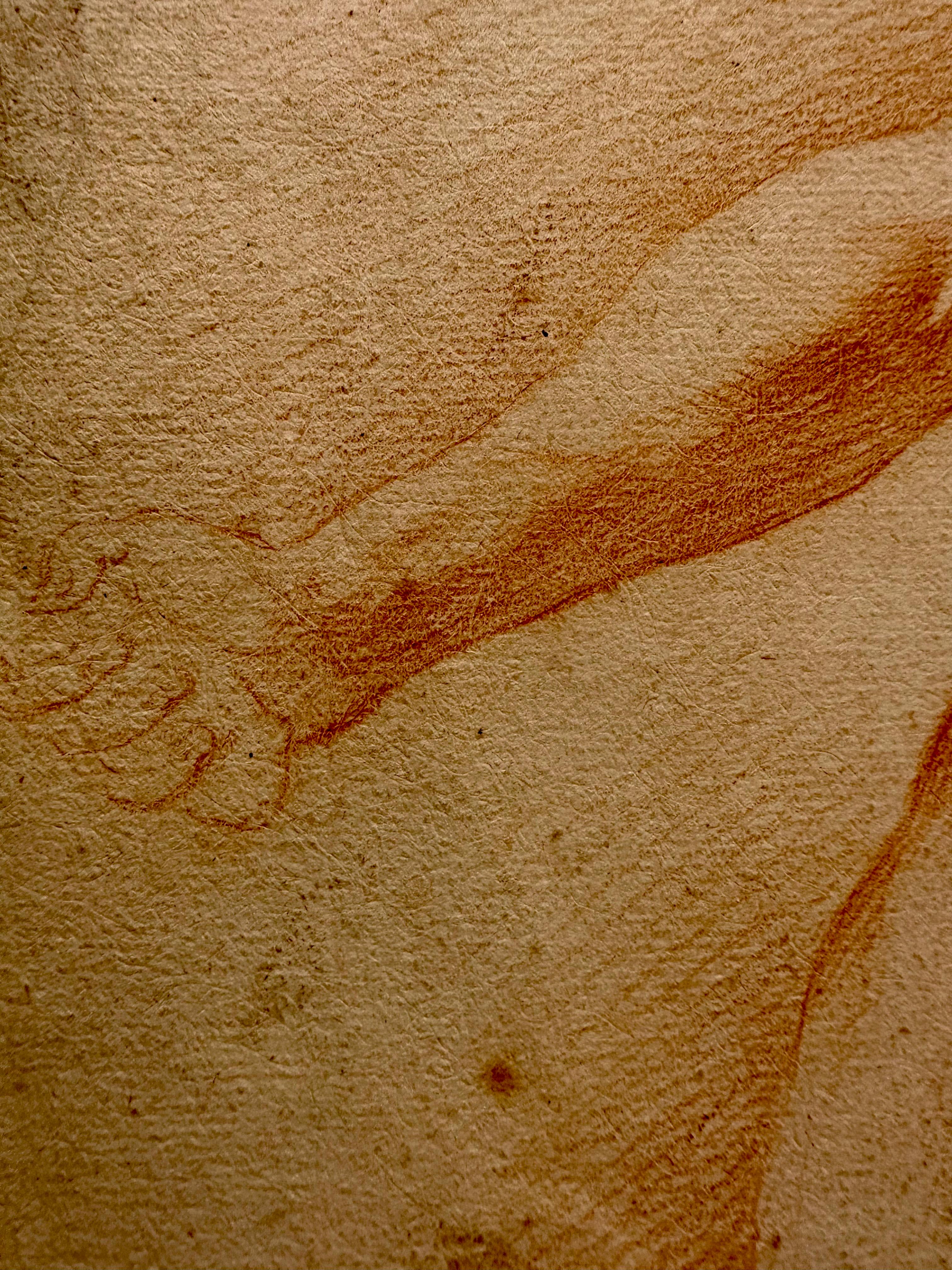 Italian Bolognese 17th C. Red Chalk Drawing of a Kneeling Young Man, circa 1680 For Sale 1