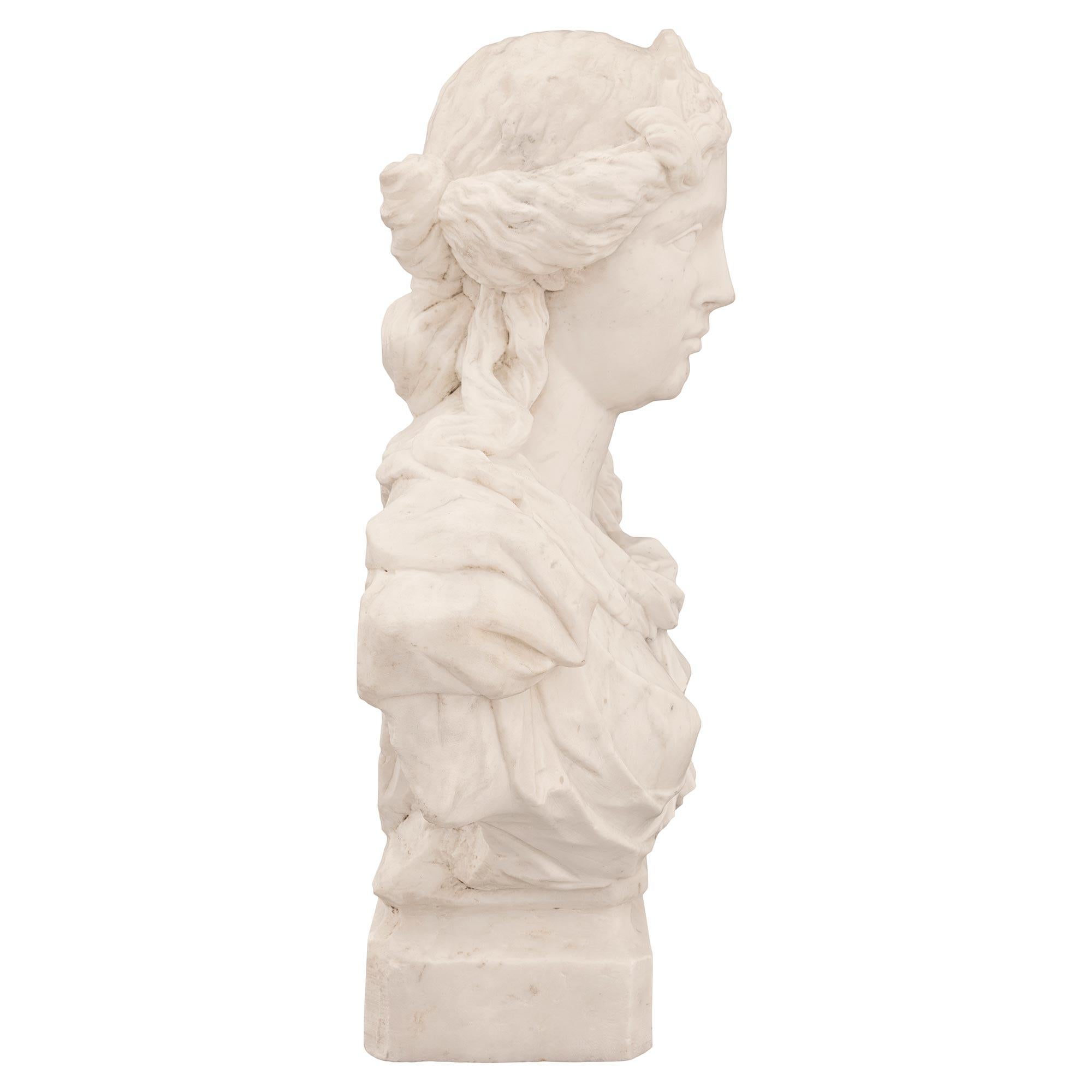 17th Century Italian, Late 17th / Early 18th Century, White Carrara Marble Bust of Athena For Sale
