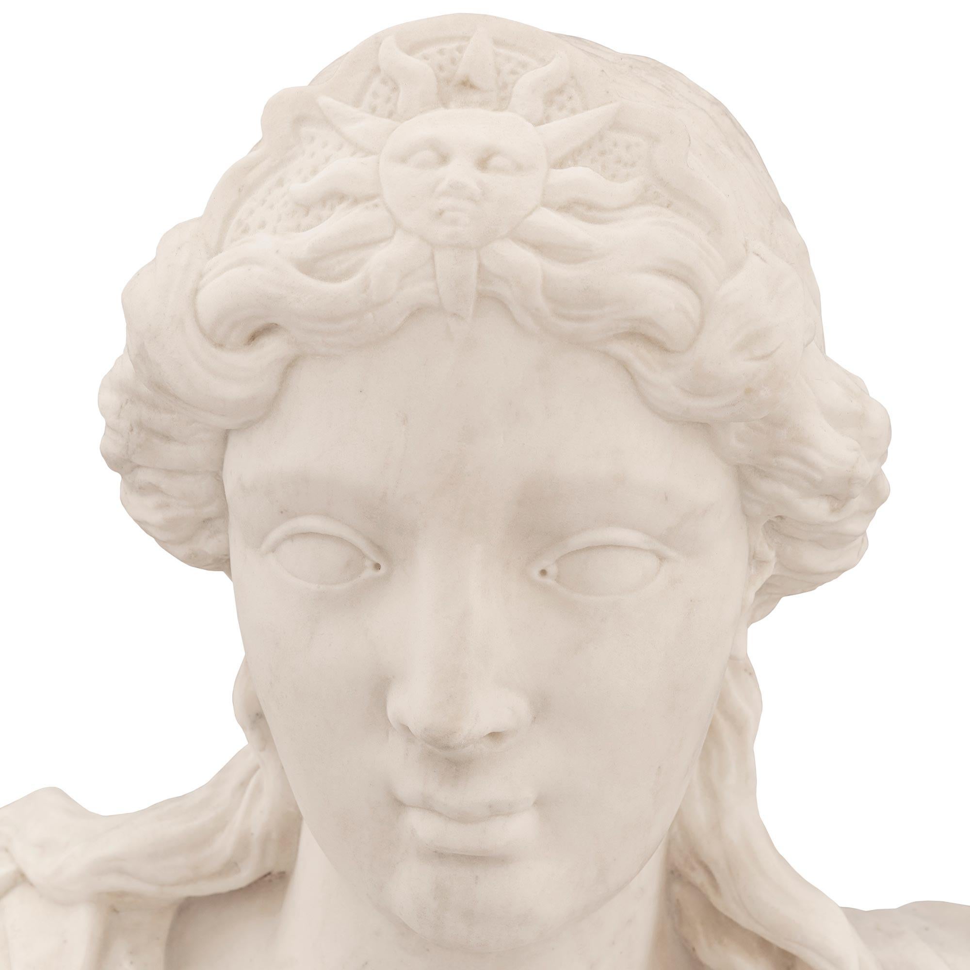 Italian, Late 17th / Early 18th Century, White Carrara Marble Bust of Athena For Sale 1
