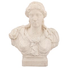 Italia, fine XVII/inizio XVIII secolo, Busto di Atena in marmo bianco di Carrara
