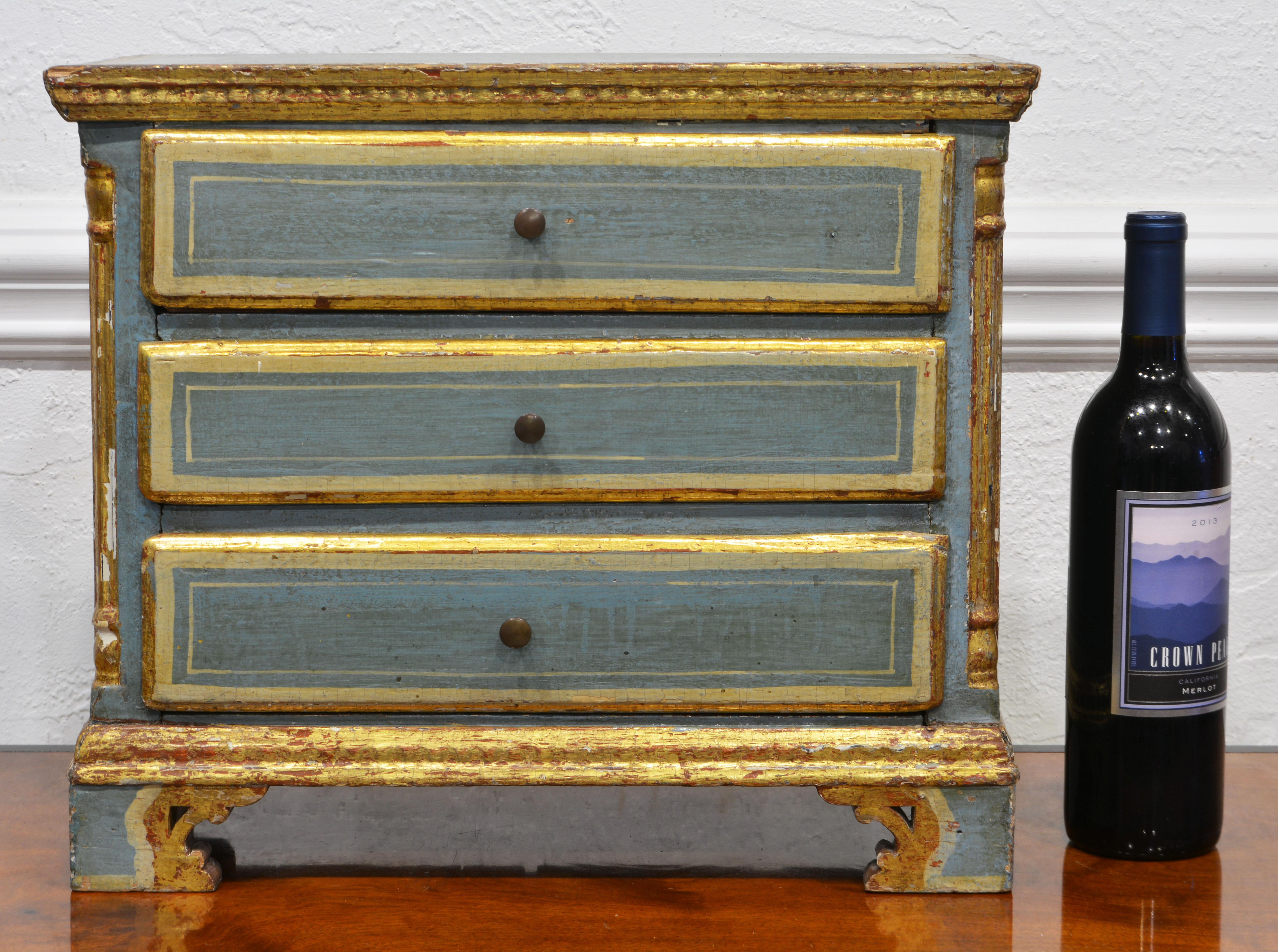 Italian Late 18th C. Paint and Parcel Gilt Neoclassical Miniature Chest 3