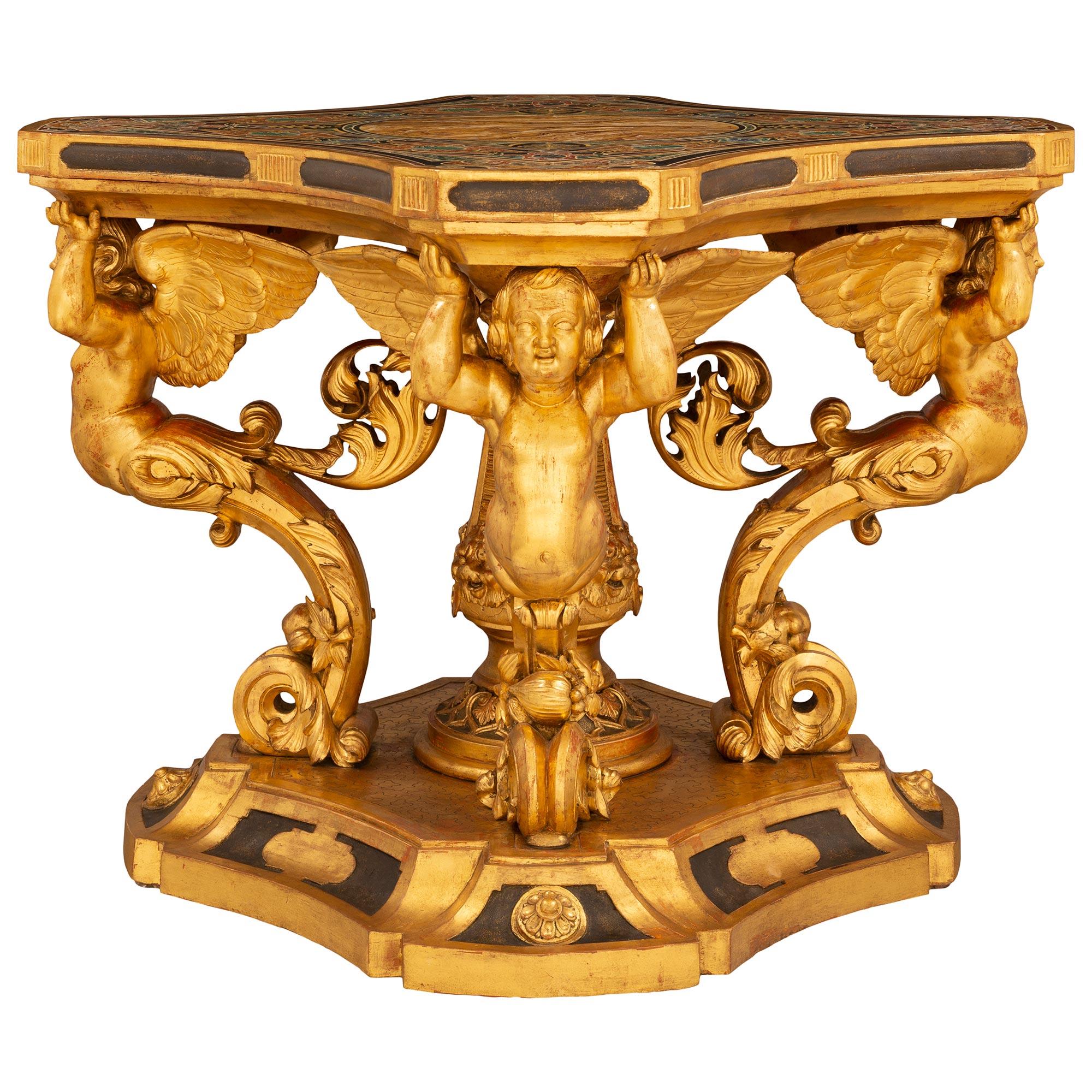 Italian Late 18th Century Baroque St. Giltwood Center Table In Good Condition In West Palm Beach, FL