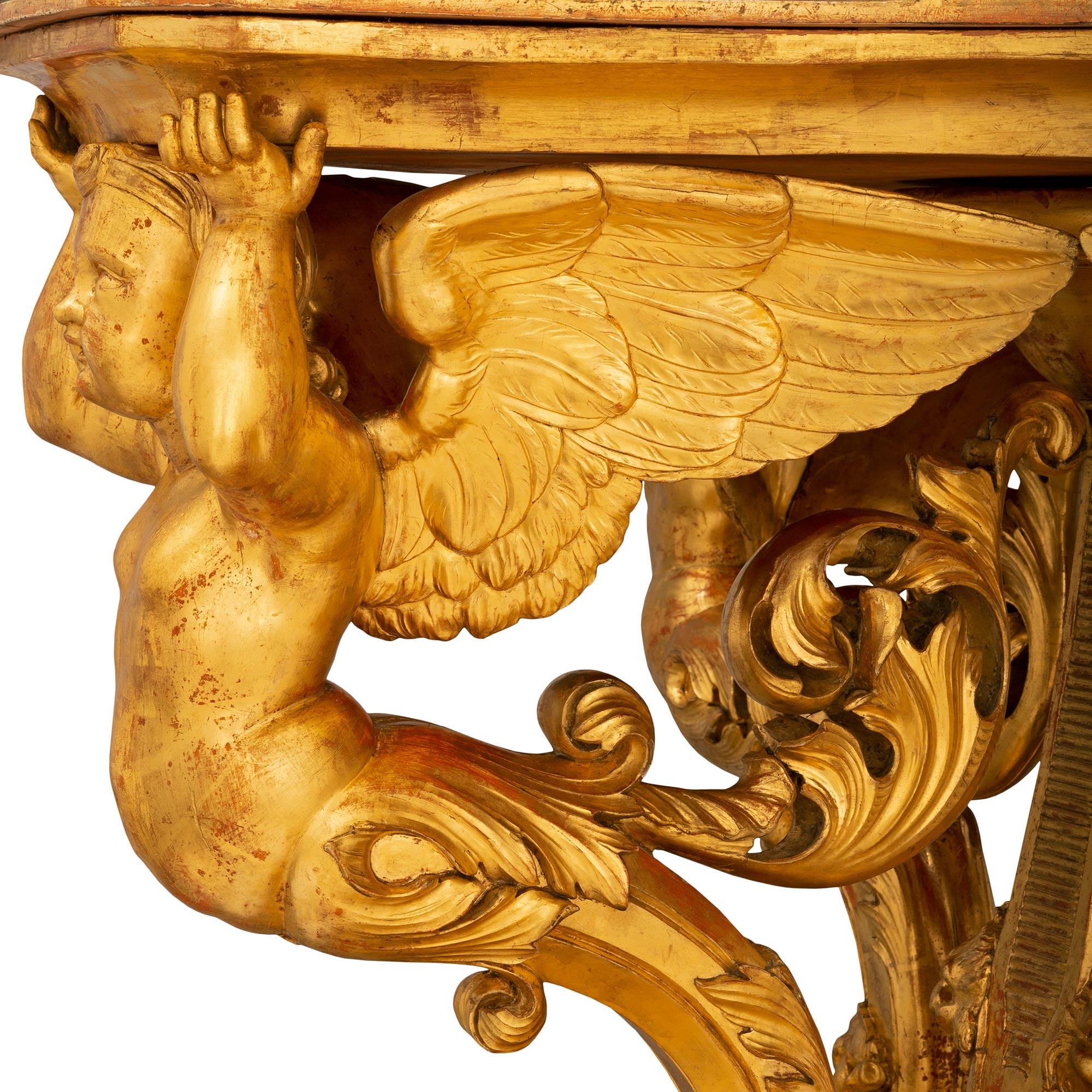 Italian Late 18th Century Baroque St. Giltwood Center Table 3