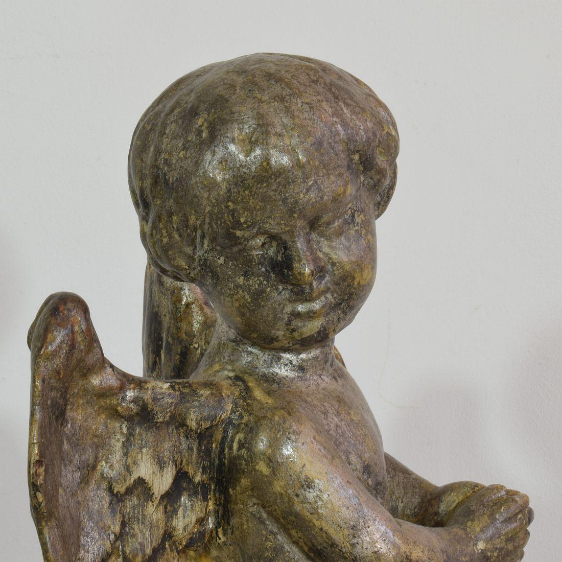 Italian Late 18th Century Carved Wooden Angel 7