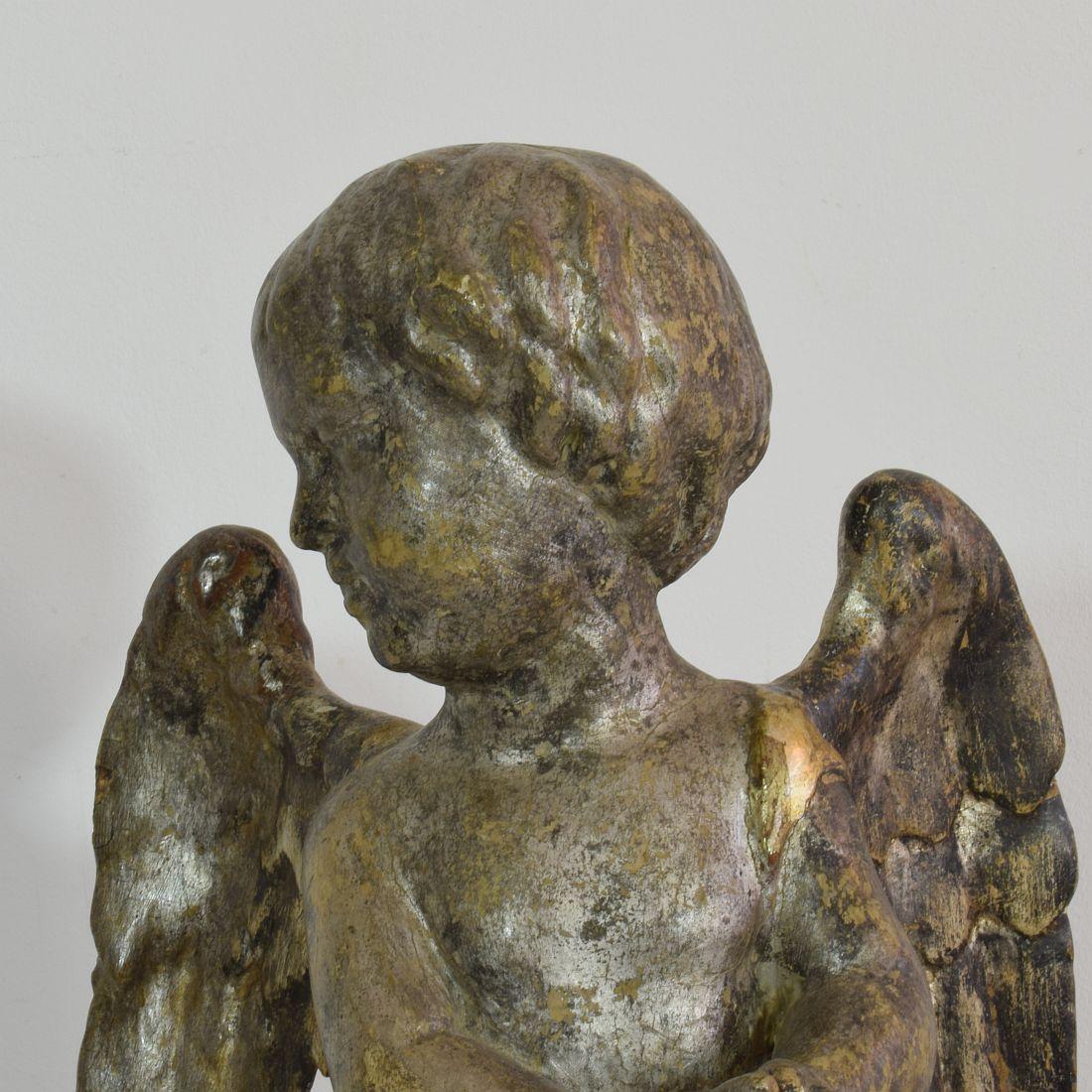 Italian Late 18th Century Carved Wooden Angel 9