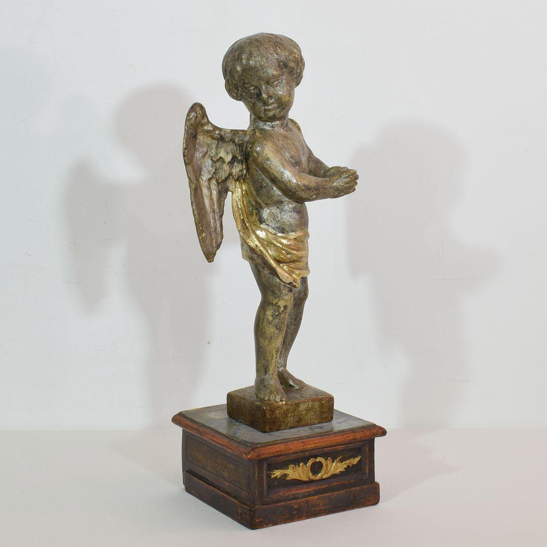 Neoclassical Italian Late 18th Century Carved Wooden Angel