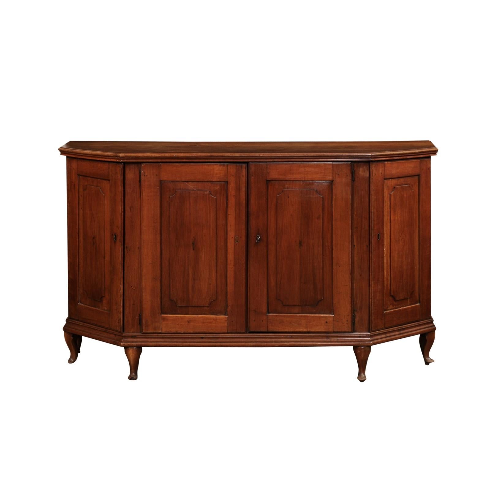 Italian Late 18th Century Cherry Sideboard with Four Doors and Canted Sides 10
