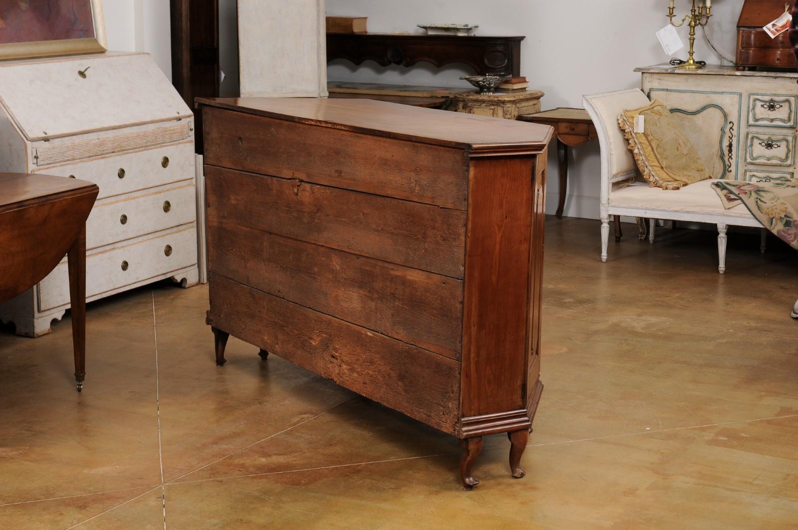 Italian Late 18th Century Cherry Sideboard with Four Doors and Canted Sides 1
