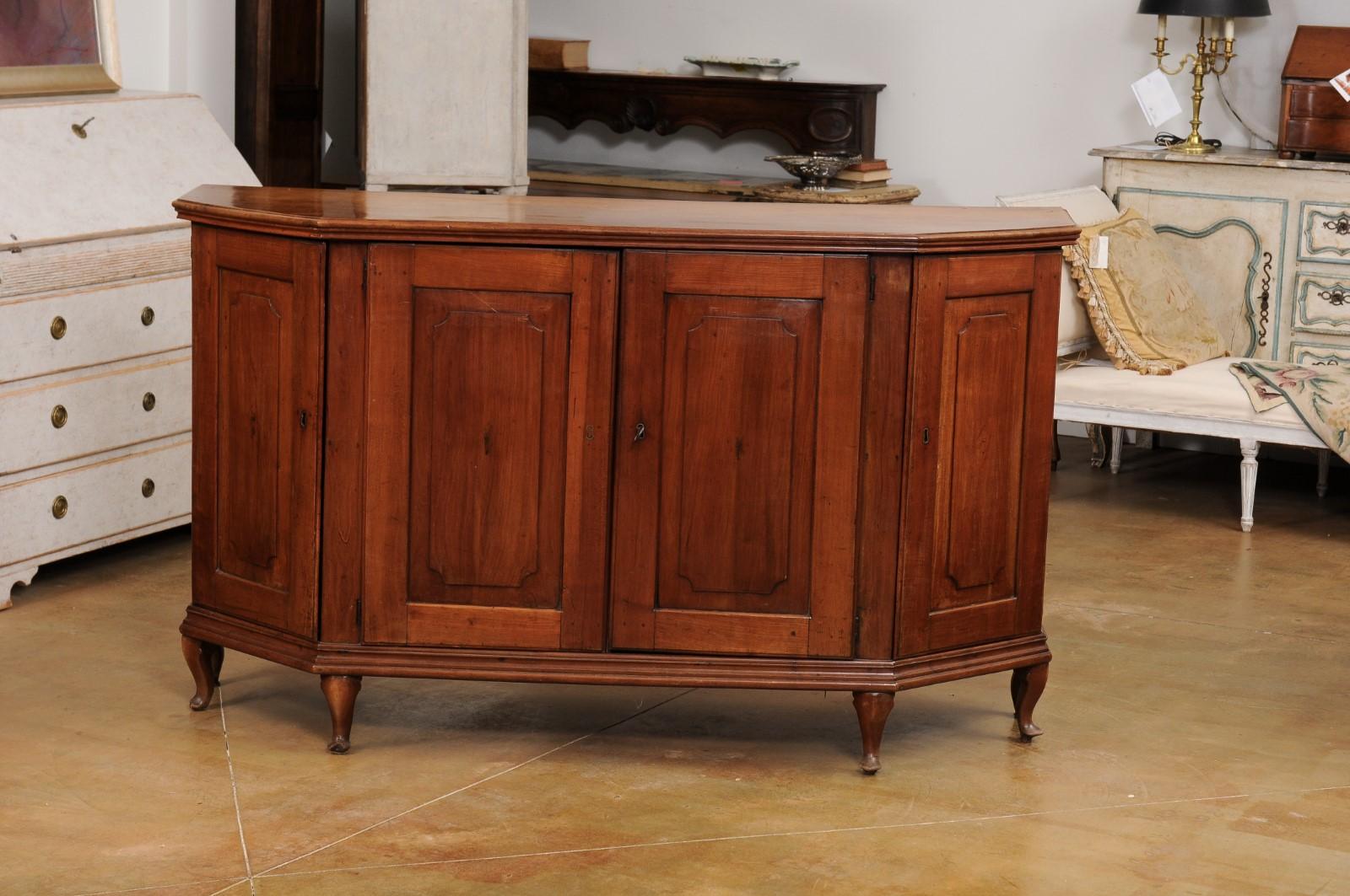 Italian Late 18th Century Cherry Sideboard with Four Doors and Canted Sides 2