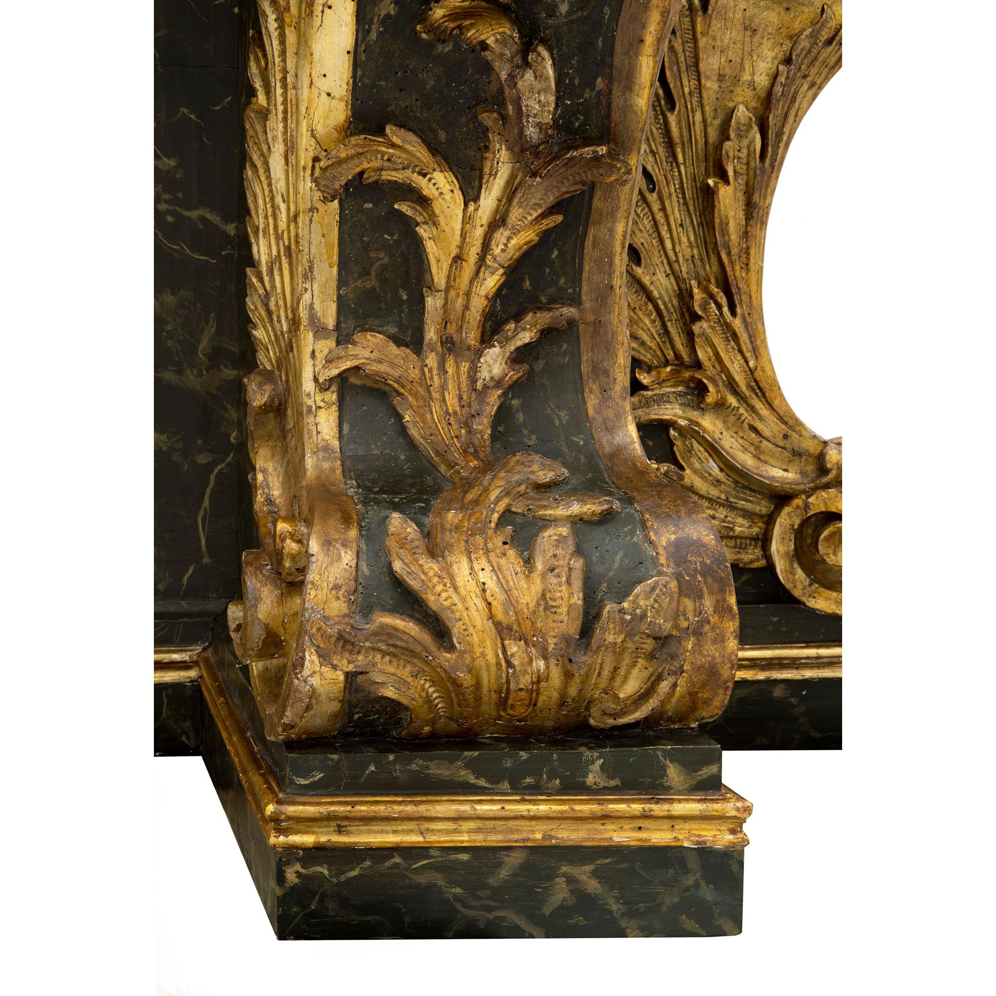 Italian Late 18th Century Faux Painted Vert Doral Marble and Mecca Console For Sale 4
