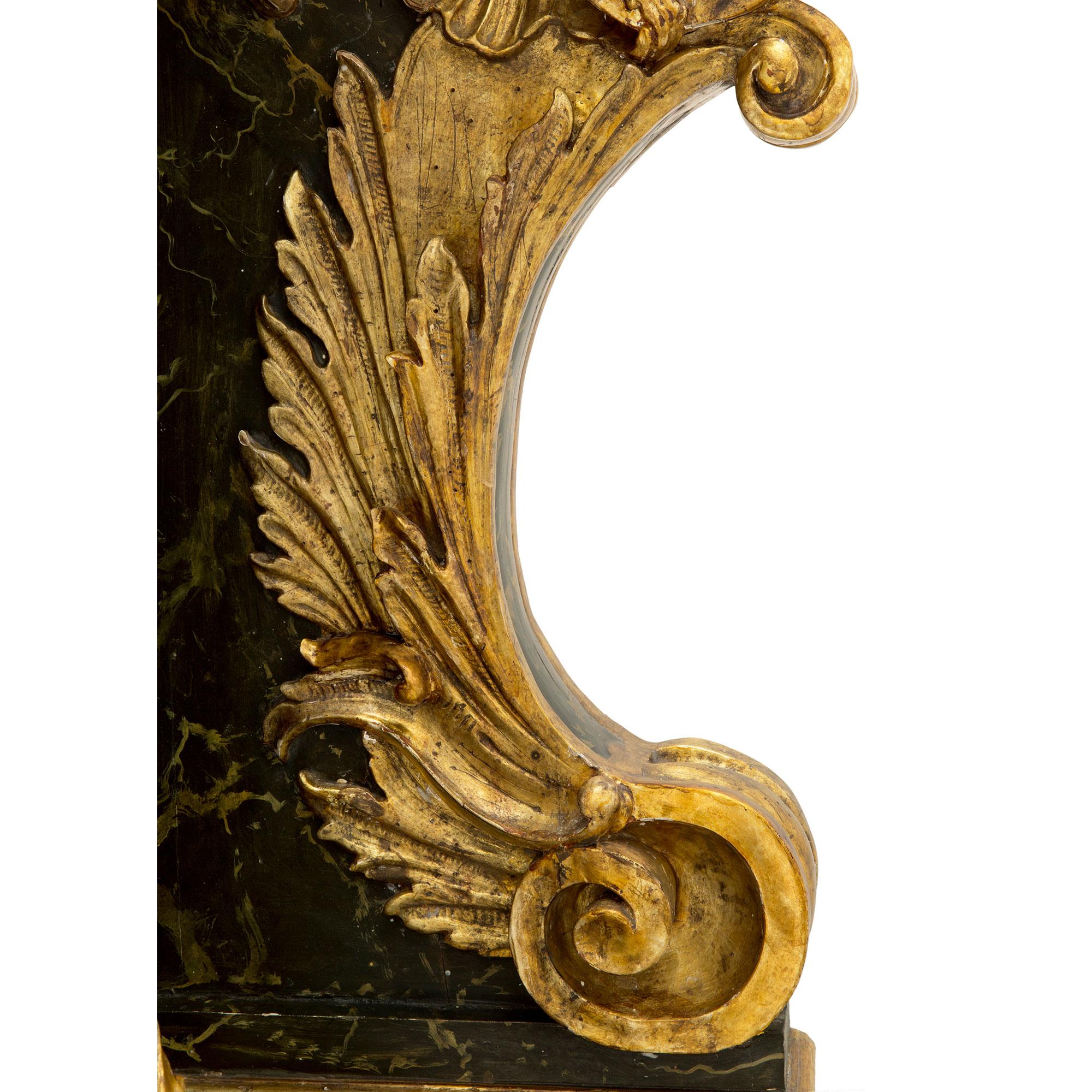 Italian Late 18th Century Faux Painted Vert Doral Marble and Mecca Console For Sale 3