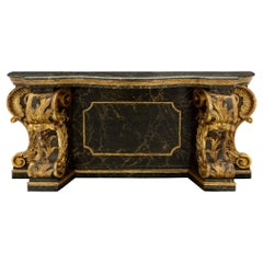 Italian Late 18th Century Faux Painted Vert Doral Marble and Mecca Console