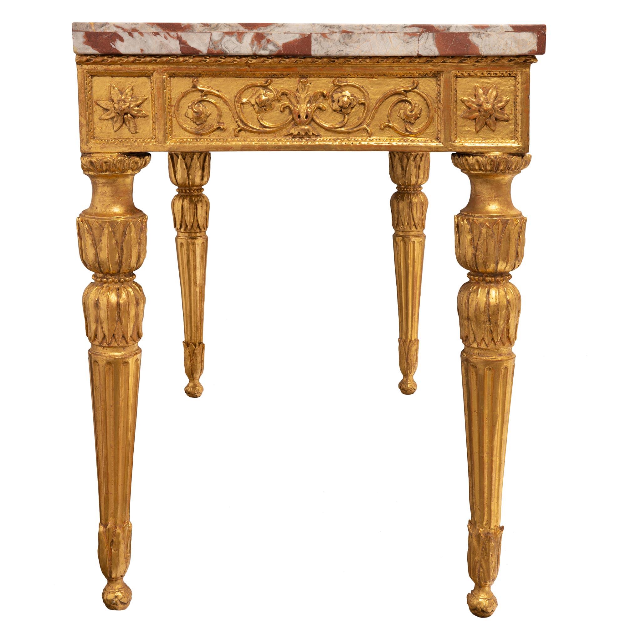 18th Century and Earlier Italian Late 18th Century Giltwood Freestanding Console For Sale