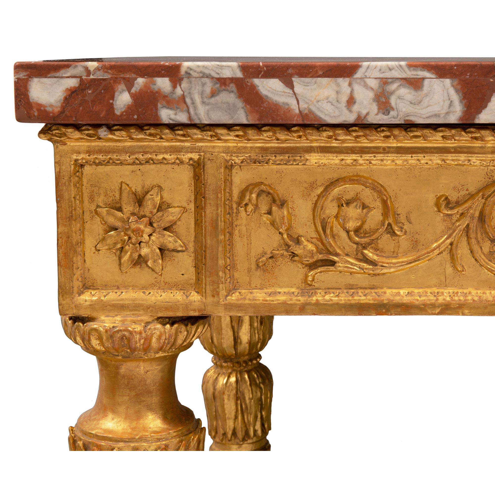 Italian Late 18th Century Giltwood Freestanding Console For Sale 1