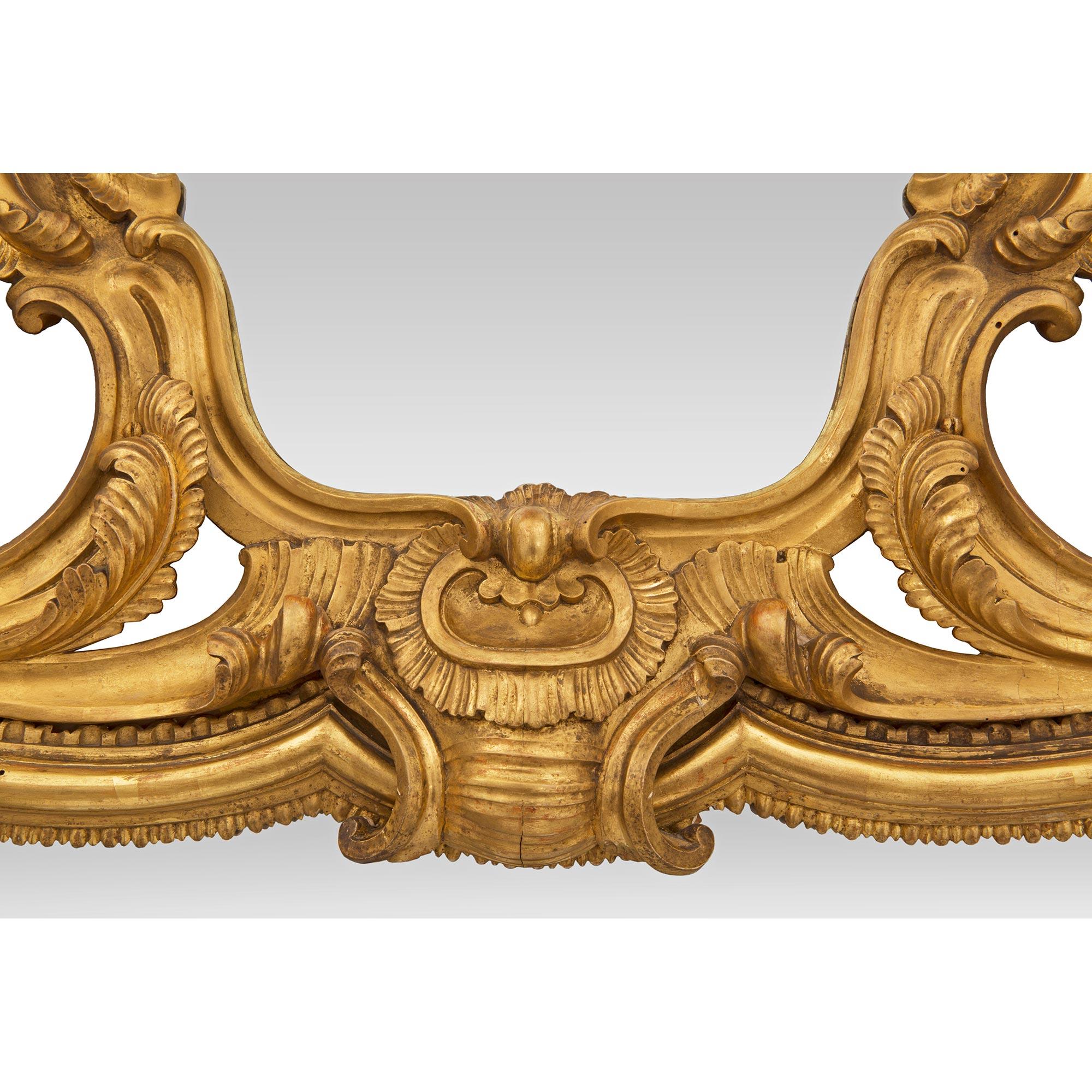 Italian Late 18th Century Louis XV St. Giltwood Mirror from Naples For Sale 1