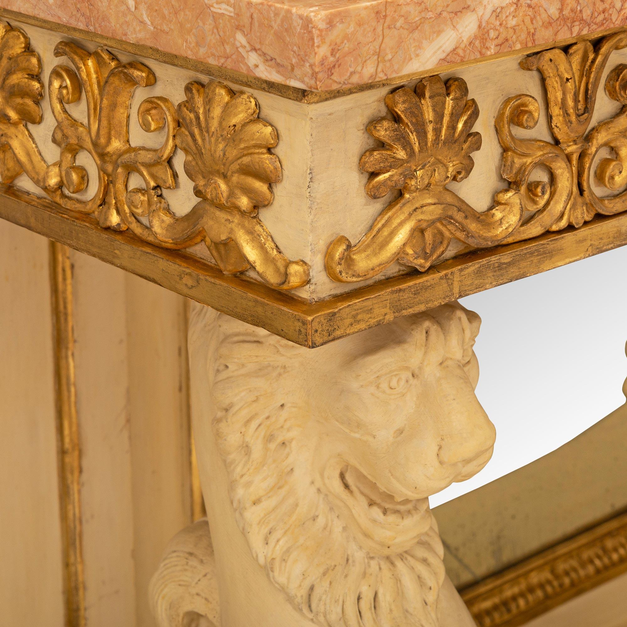 Consola italiana neoclásica de finales del siglo XVIII de madera patinada y giltwood Patinado en venta