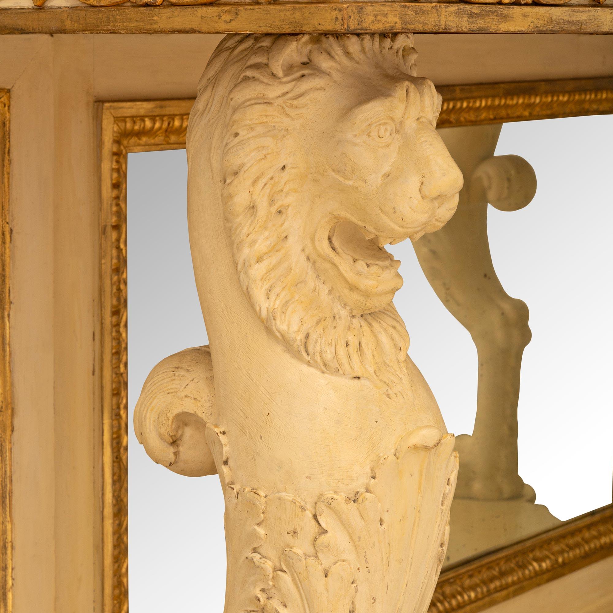 Consola italiana neoclásica de finales del siglo XVIII de madera patinada y giltwood en Bueno estado para la venta en West Palm Beach, FL