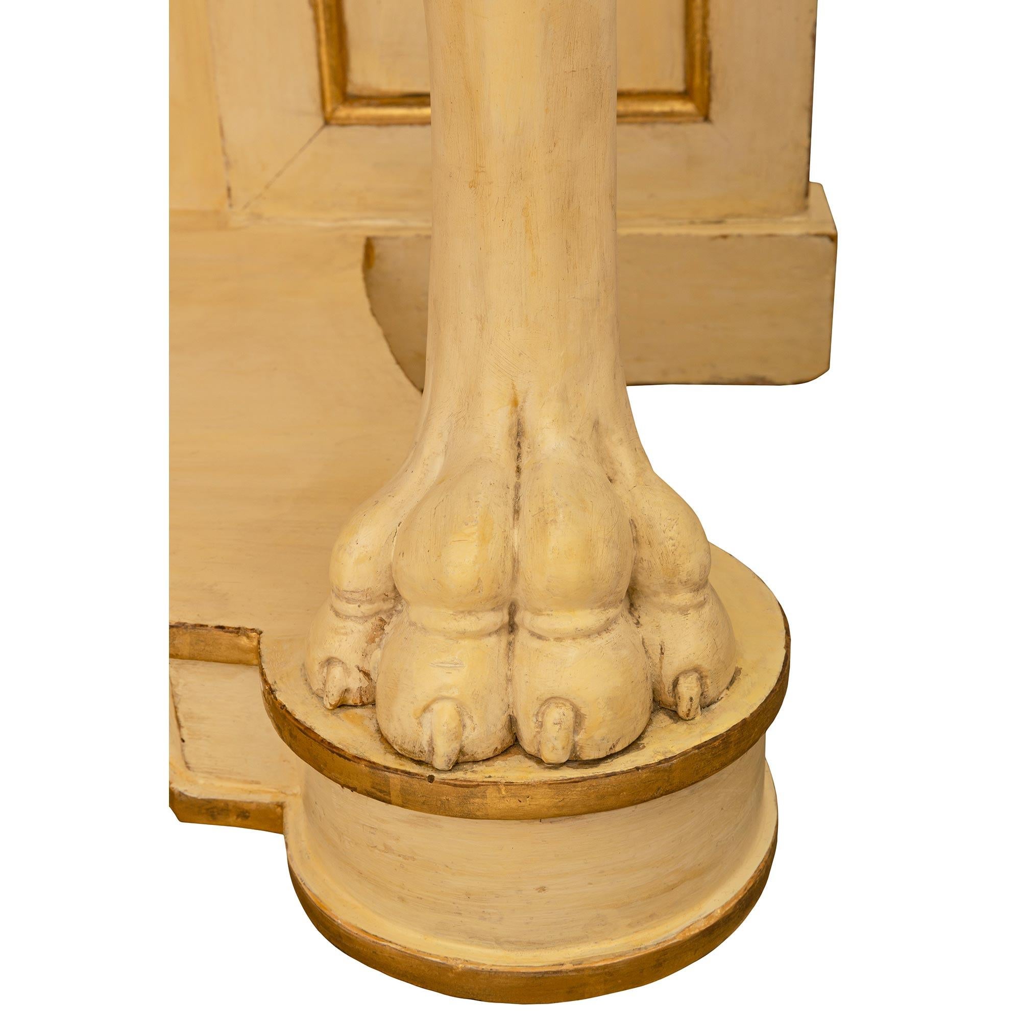 Consola italiana neoclásica de finales del siglo XVIII de madera patinada y giltwood Mármol de brecha en venta