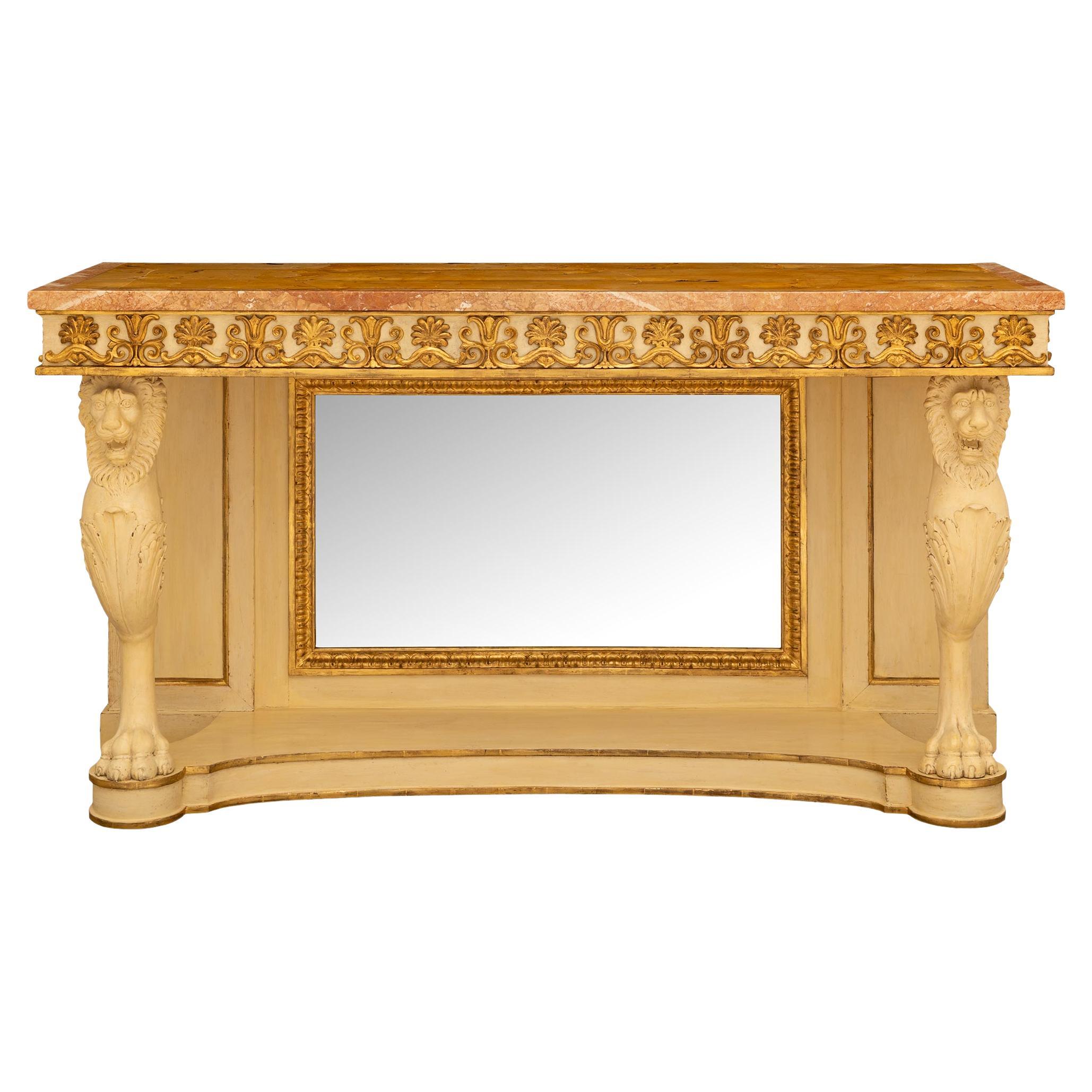 Italienische neoklassizistische Konsole aus patiniertem Holz, Giltwood, Ende 18.