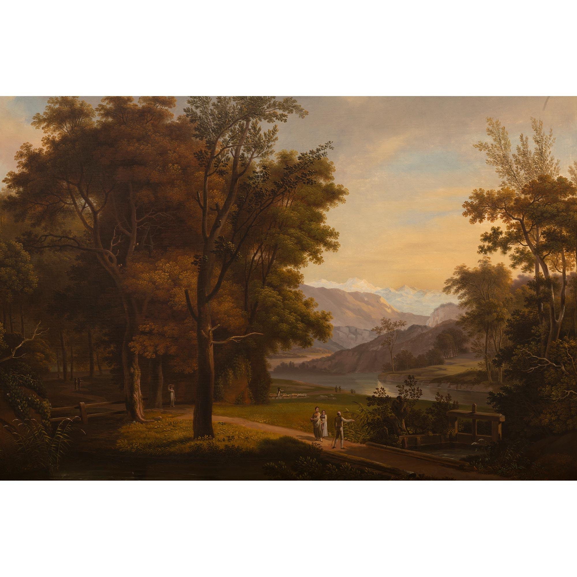 Italian Late 18th Century Oil on Canvas Landscape Painting In Good Condition In West Palm Beach, FL