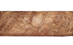 Italian Late 18th Century Sienna Mantel Console Carved with Putti and Leaf Work