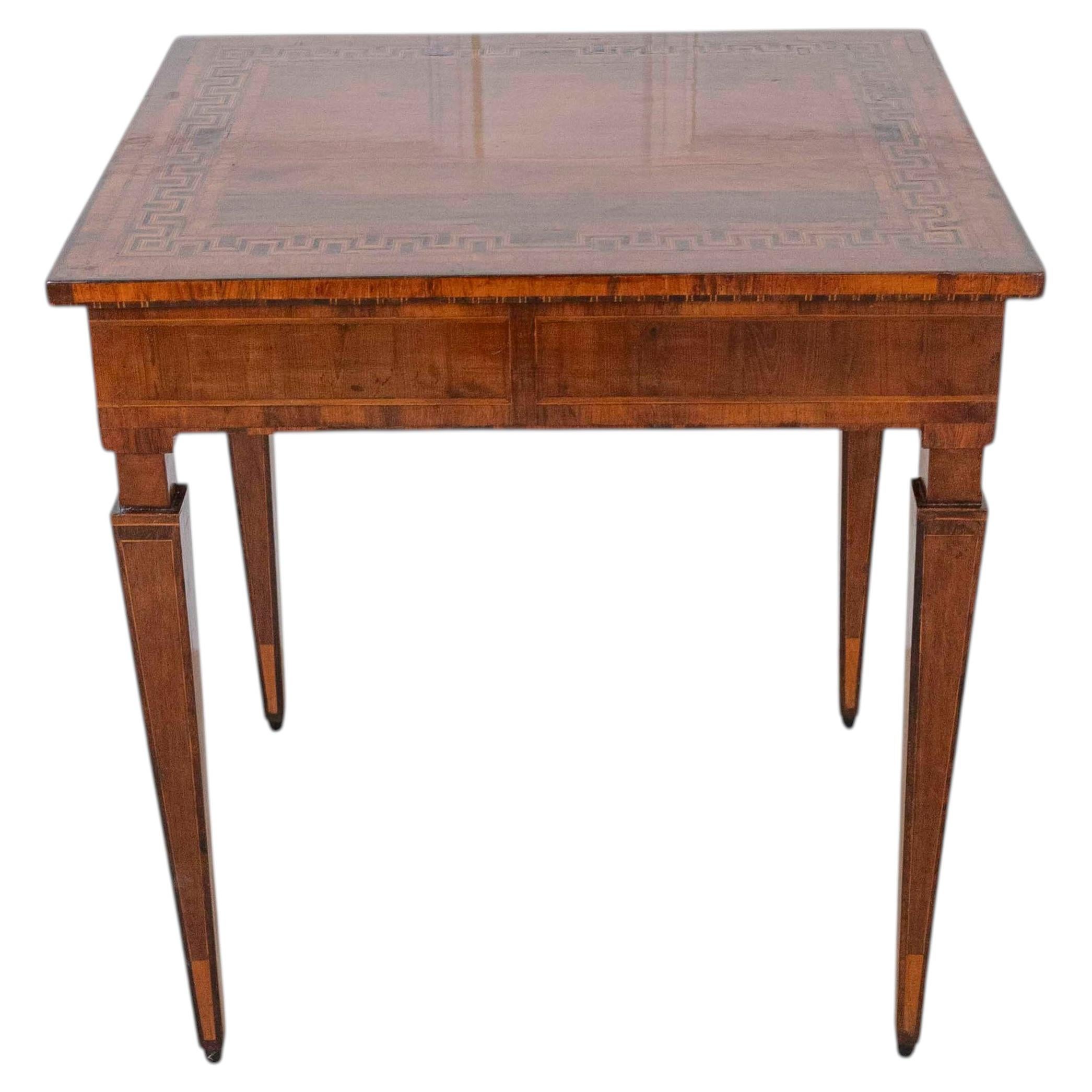 Italian Late 18th Century Tuscan Walnut Inlaid Table