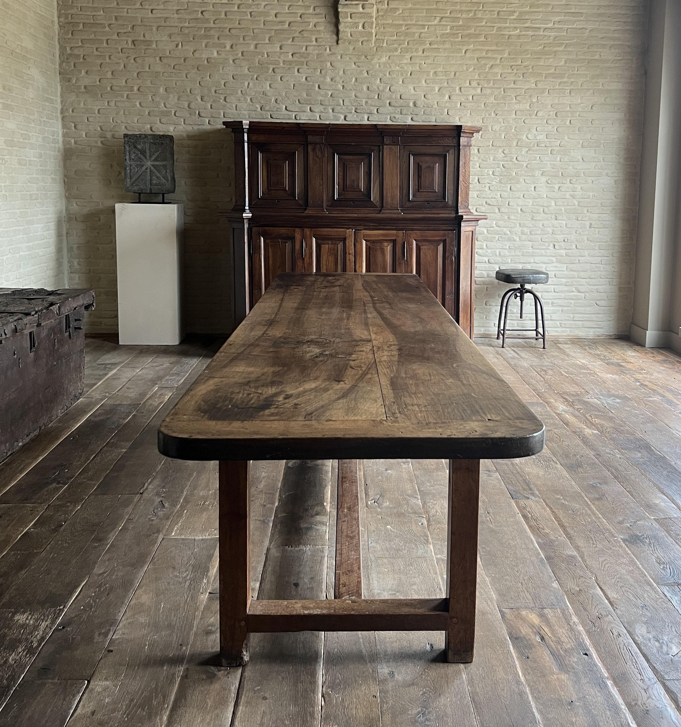 Minimalist Italian late 18th century Walnut Refectory Farm Table