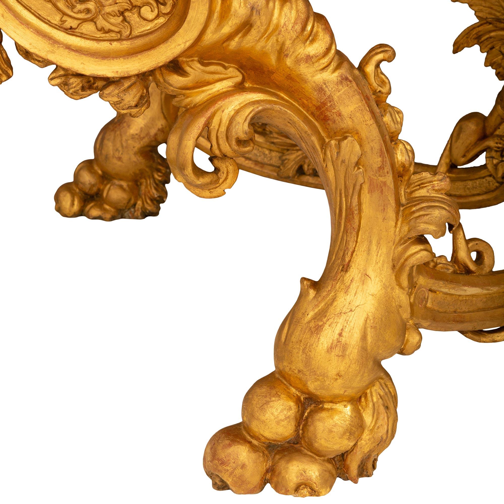 Italienisch Ende 18./Anfang 19. Jh. venezianisches St. Giltwood, Marmorkonsolen im Angebot 7