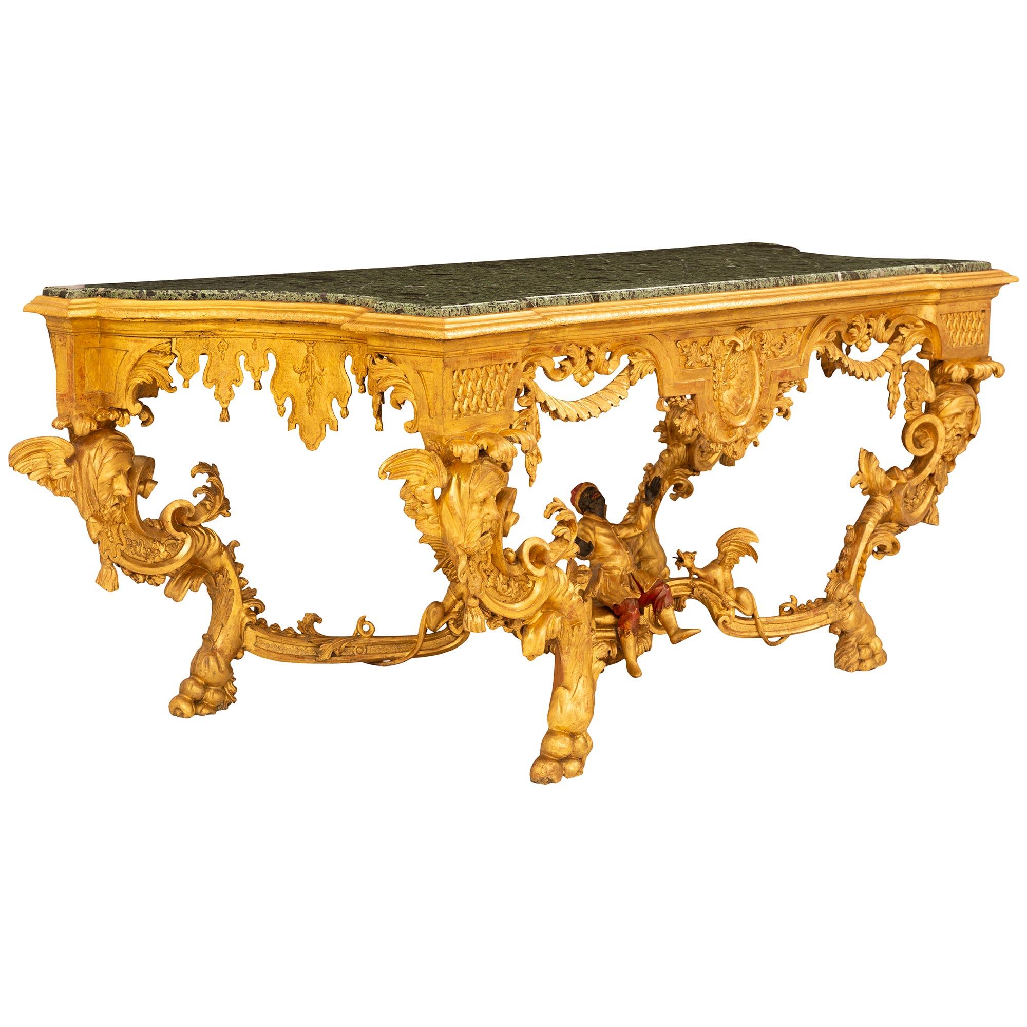 Italienisch Ende 18./Anfang 19. Jh. venezianisches St. Giltwood, Marmorkonsolen im Zustand „Gut“ im Angebot in West Palm Beach, FL