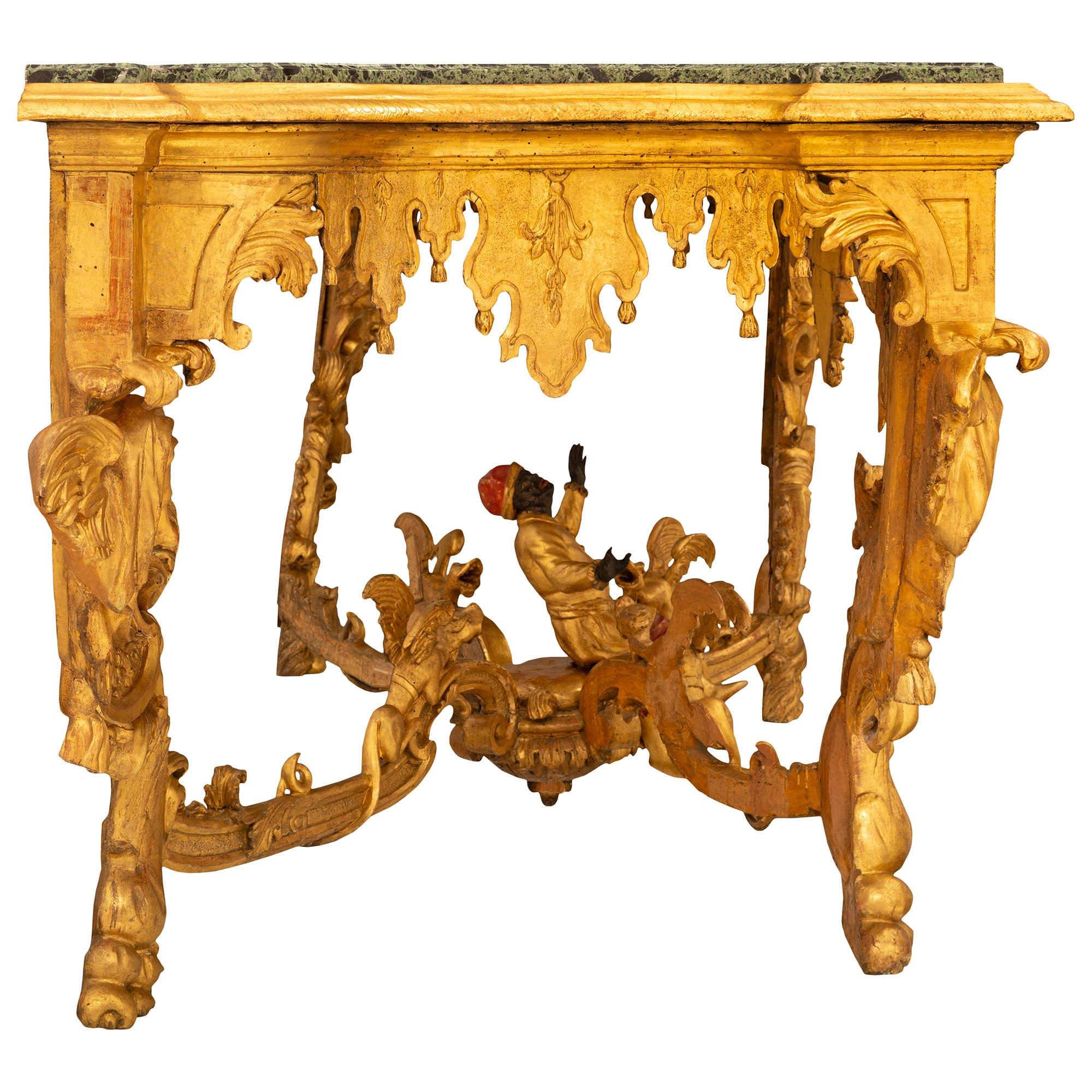 Italienisch Ende 18./Anfang 19. Jh. venezianisches St. Giltwood, Marmorkonsolen (18. Jahrhundert) im Angebot