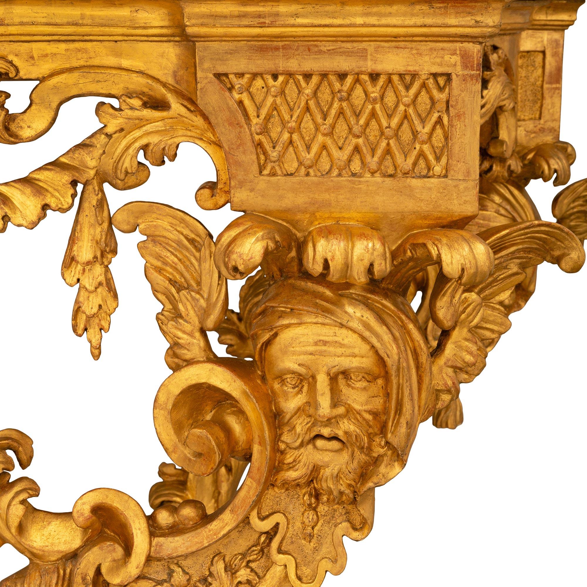 Italienisch Ende 18./Anfang 19. Jh. venezianisches St. Giltwood, Marmorkonsolen im Angebot 2