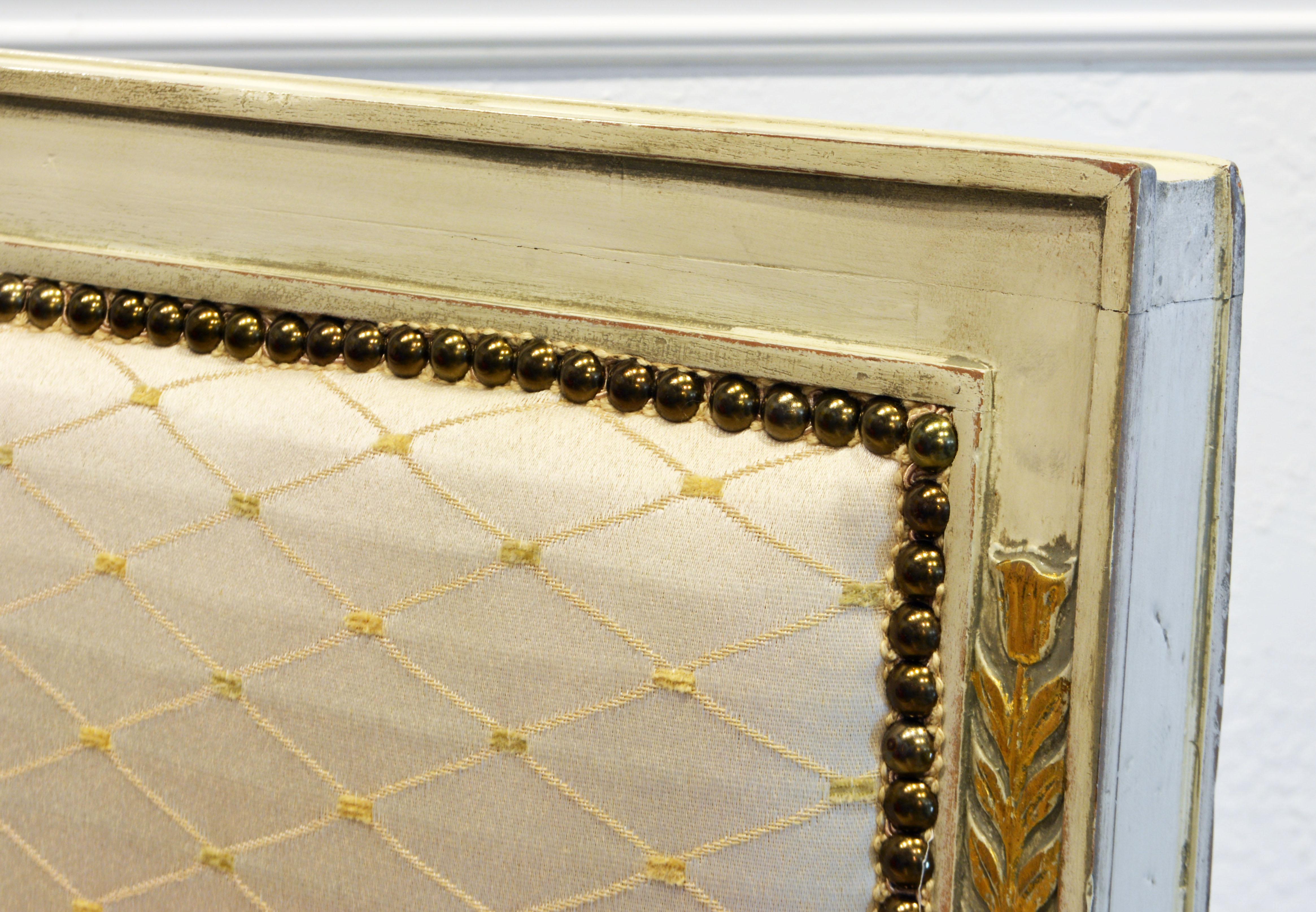 Italian Late 19th C Neoclassical Style Ivory White and Parcel Gilt Carved Settee 4