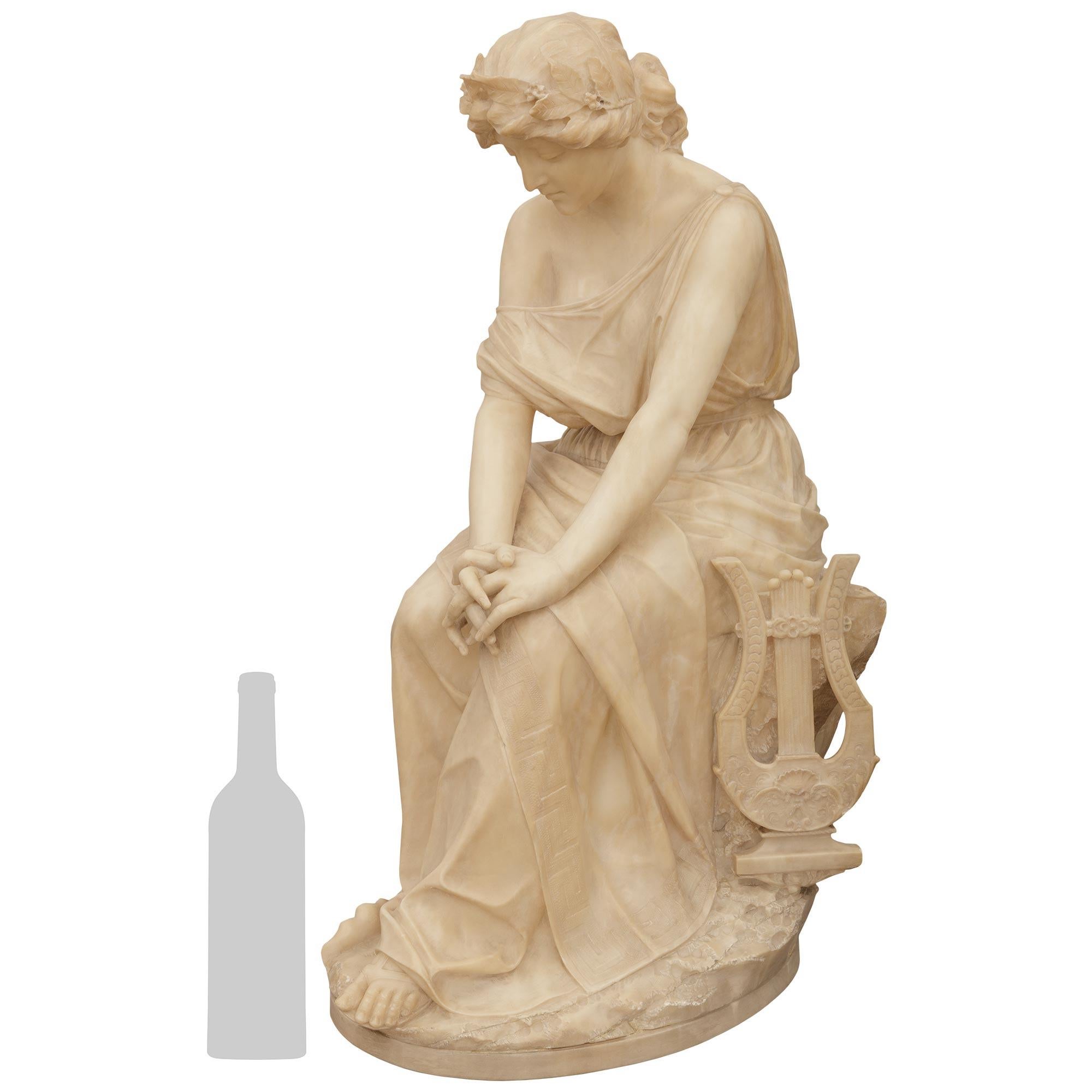 Splendida statua in alabastro di alta qualità della fine del XIX secolo, intitolata 