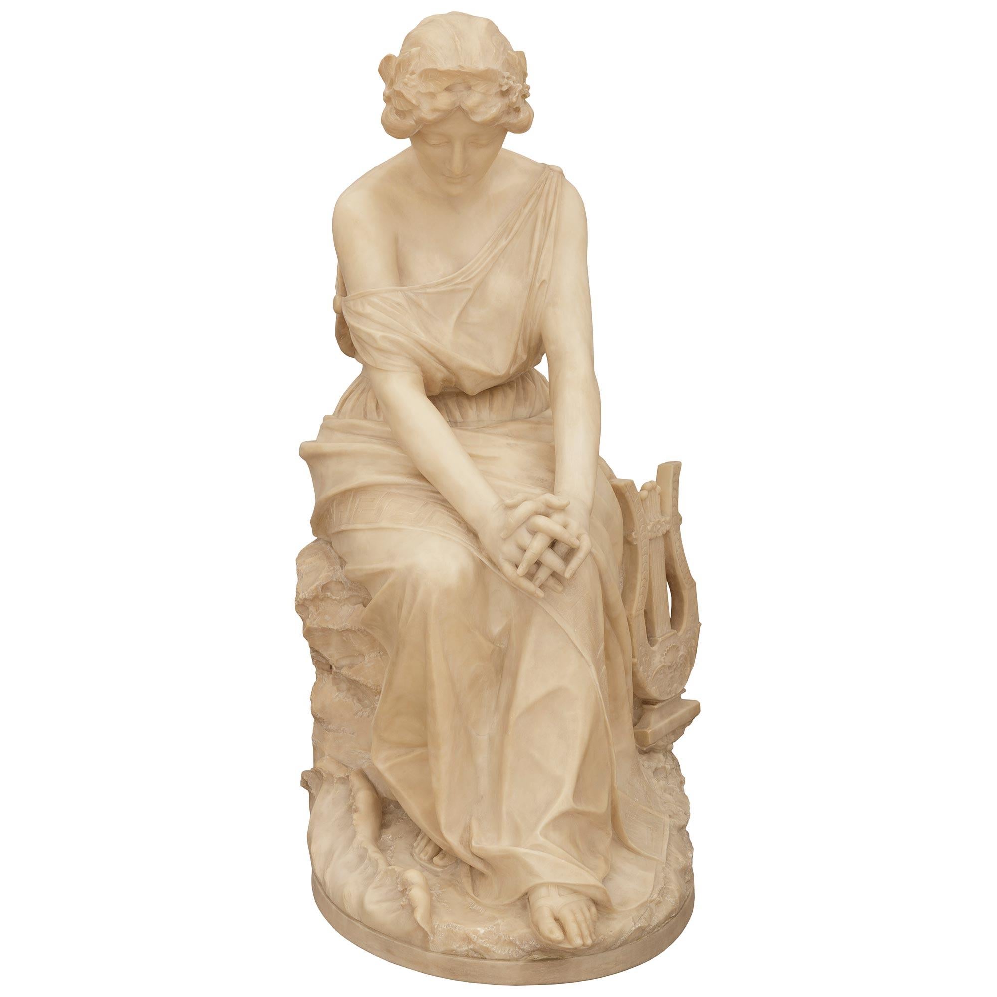 Italiano Statua italiana di fine Ottocento in alabastro, firmata Emilio Fiaschi in vendita