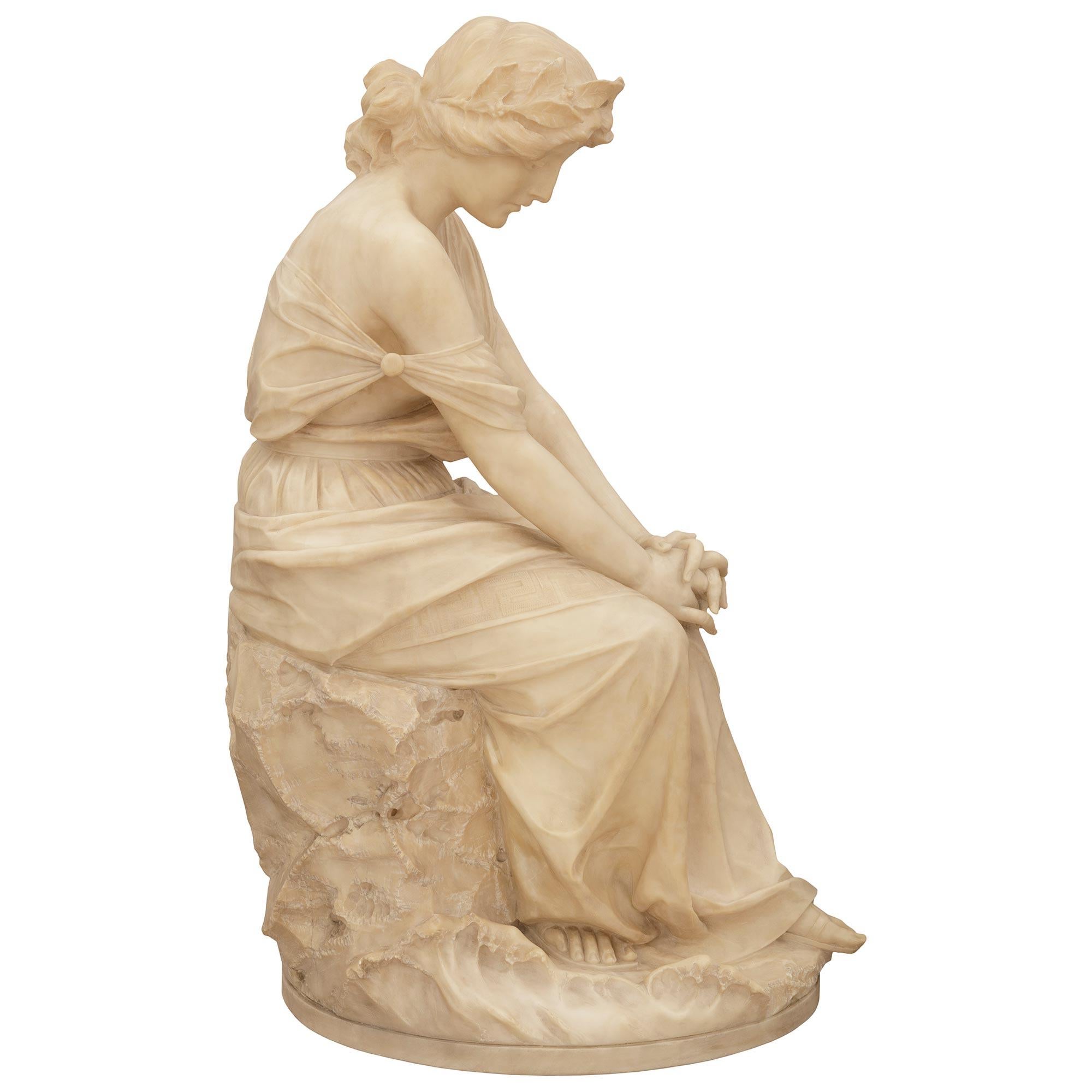 Statua italiana di fine Ottocento in alabastro, firmata Emilio Fiaschi In condizioni buone in vendita a West Palm Beach, FL