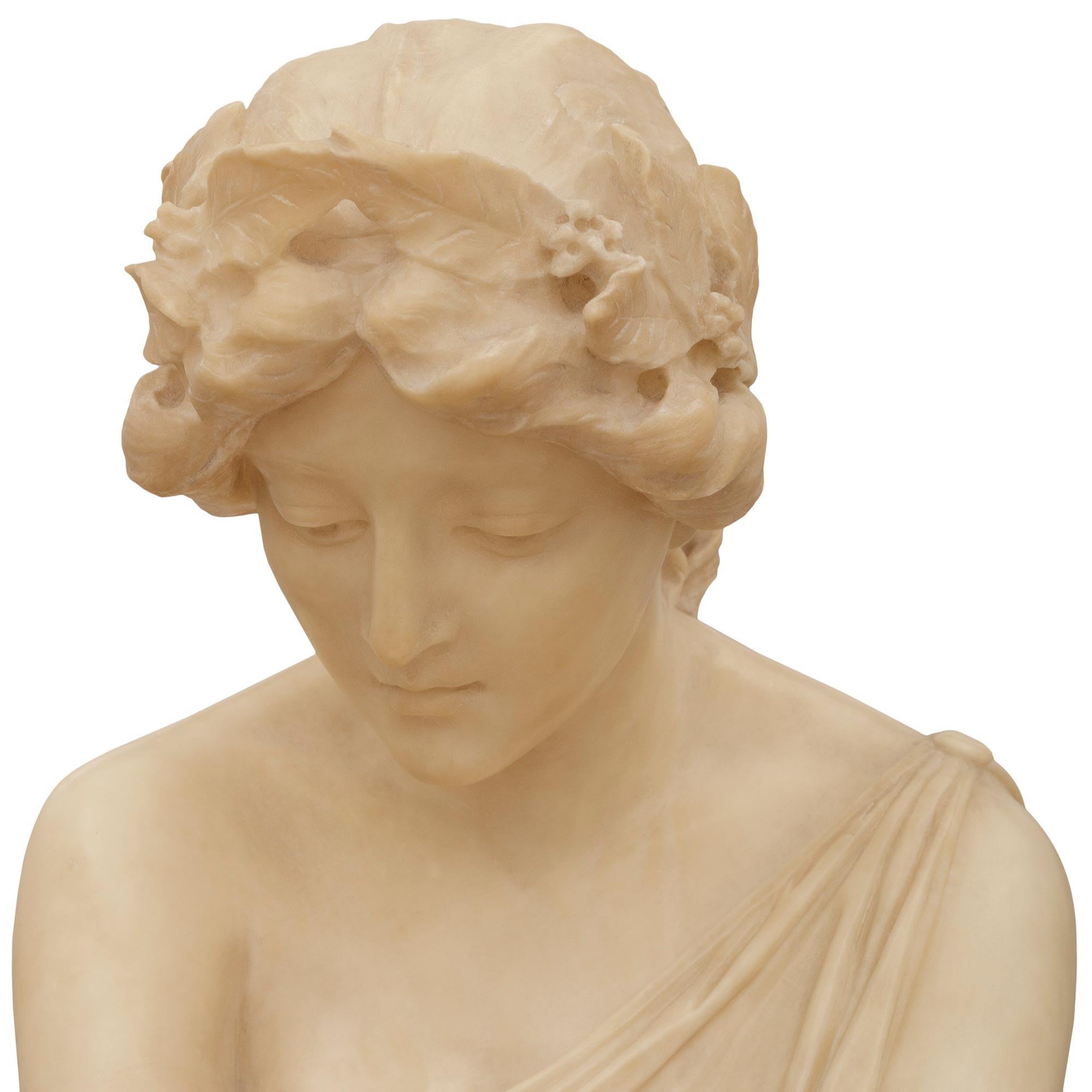 XIX secolo Statua italiana di fine Ottocento in alabastro, firmata Emilio Fiaschi in vendita