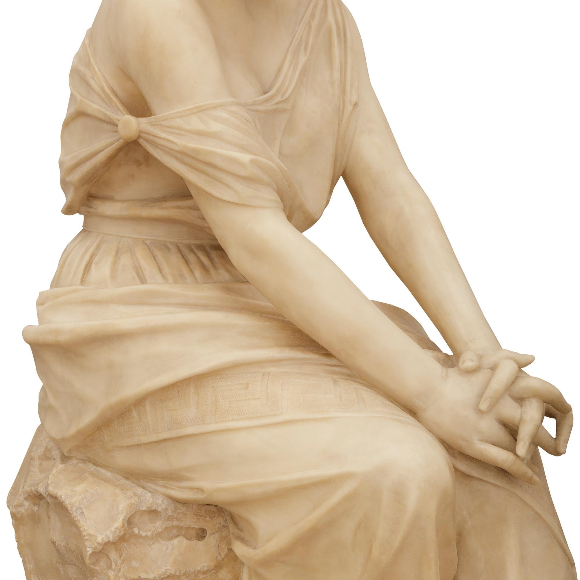 Statua italiana di fine Ottocento in alabastro, firmata Emilio Fiaschi in vendita 3